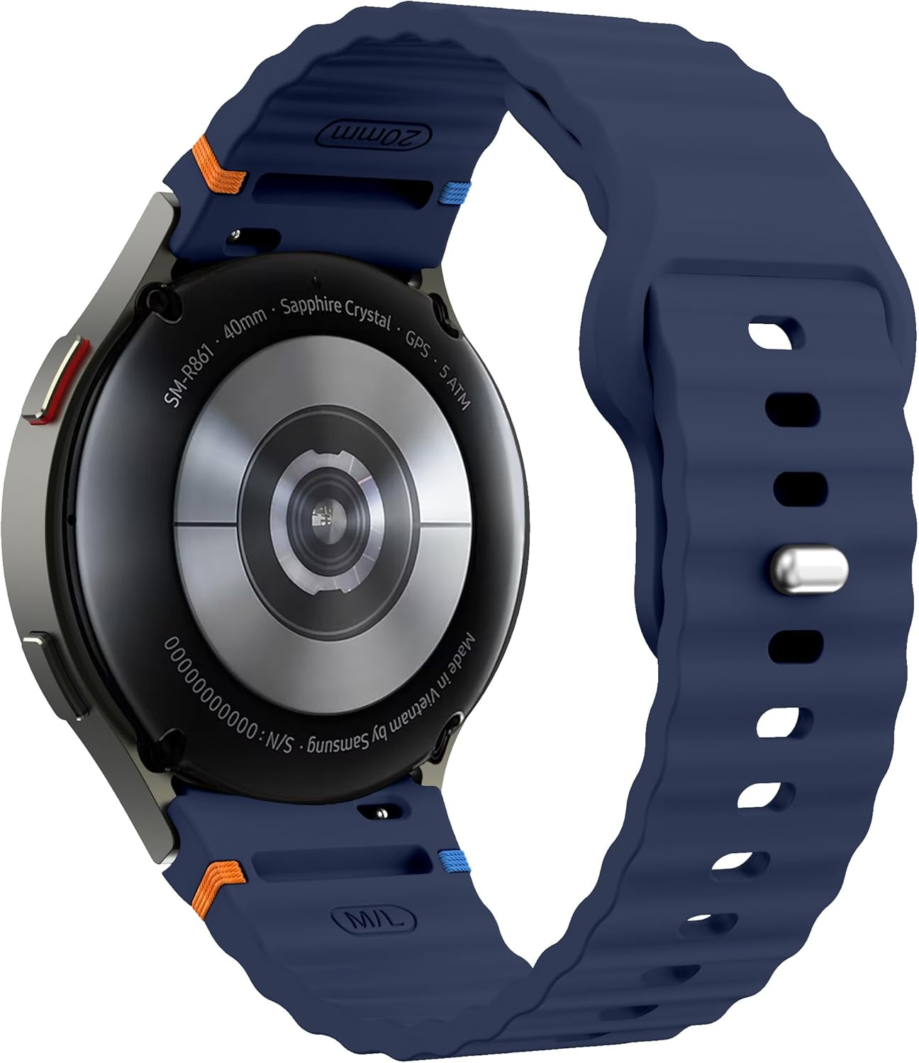 Sport Band Compatible with Samsung Galaxy Watch 7 Band 40Mm 44Mm,No Gap Soft Silicone Bands for Galaxy Watch FE 40 Mm/Galaxy Watch 6/6 Classic 5 4 Band /20Mm Watch Band for Women Men - Blue image number 4