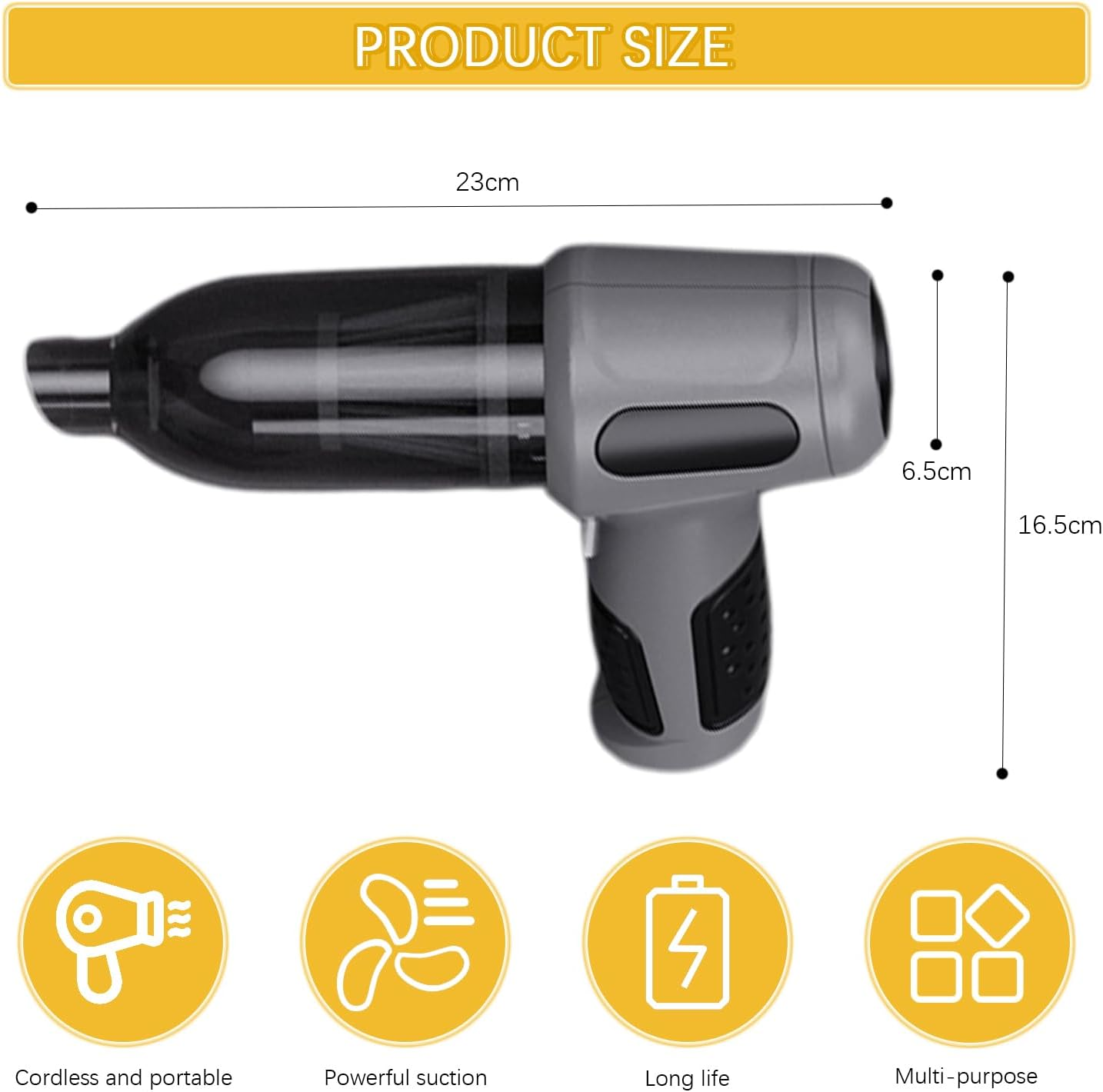 Car Vacuum Cleaner, Handheld Vacuum Cleaner, 22000Pa Strong Power Mini Vacuum Cleaner, Rechargeable and Portable Car Vacuum for Home,Keyboard,Pet (Gray) image number 2