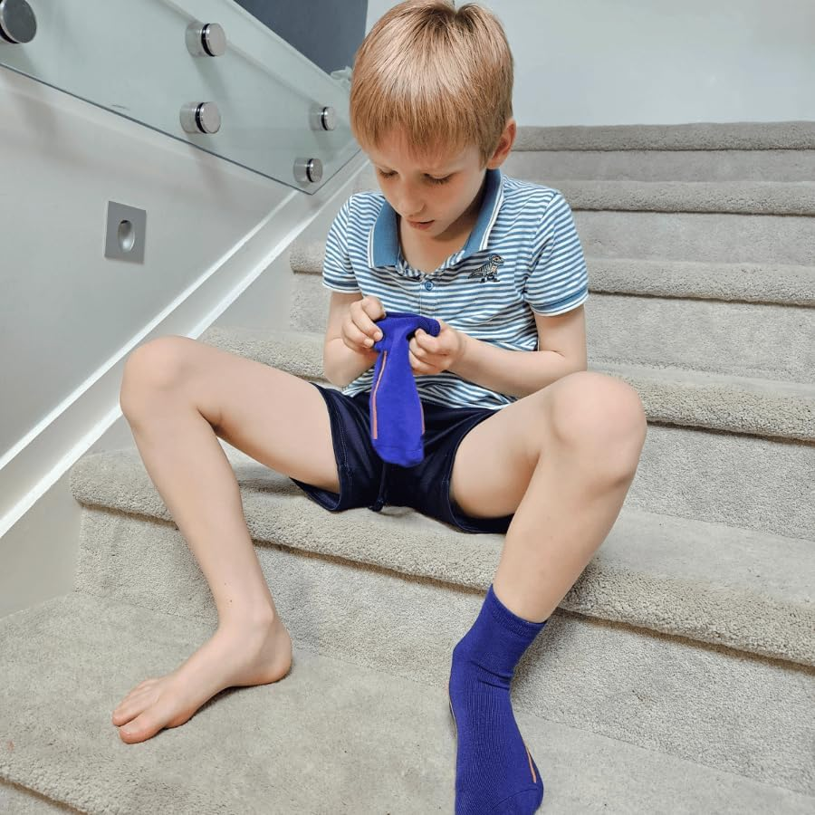 Easy-On Socks &ndash; Bamboo, Seamless Feel (Pack of 5) for Kids with Guiding Line image number 6