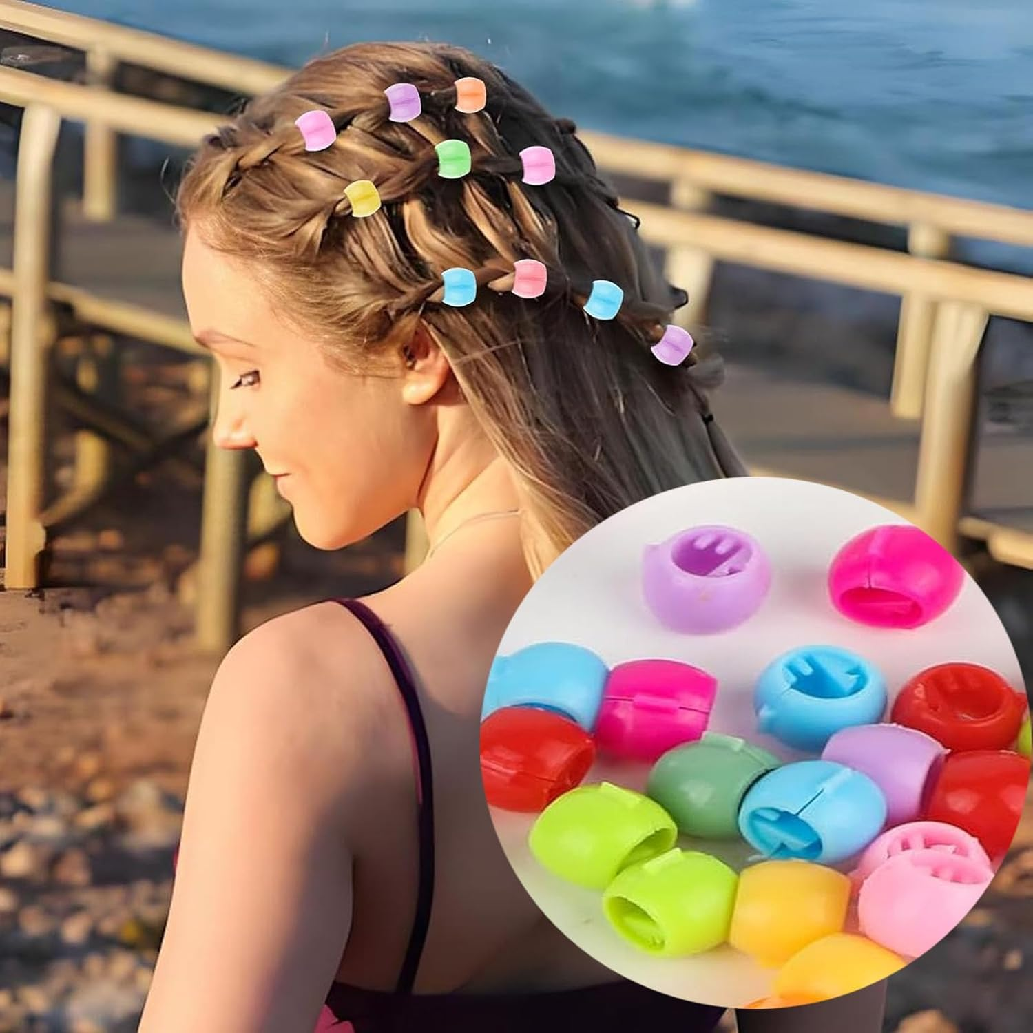 Mini Hair Clips Set of 100 with 500 Hair Bobbles, Multicoloured, 8 Mm X 10 Mm, Plastic Hair Clips for Children