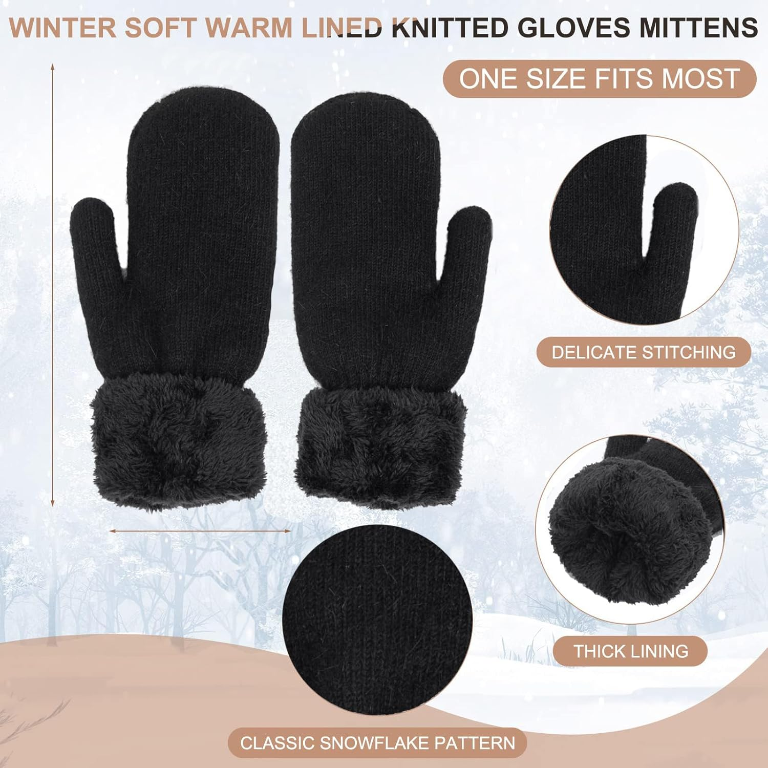 Eohak Women Men Winter Gloves Warm Lining - Winter Knitted Mittens Gloves Cold Weather Gloves - Red image number 7