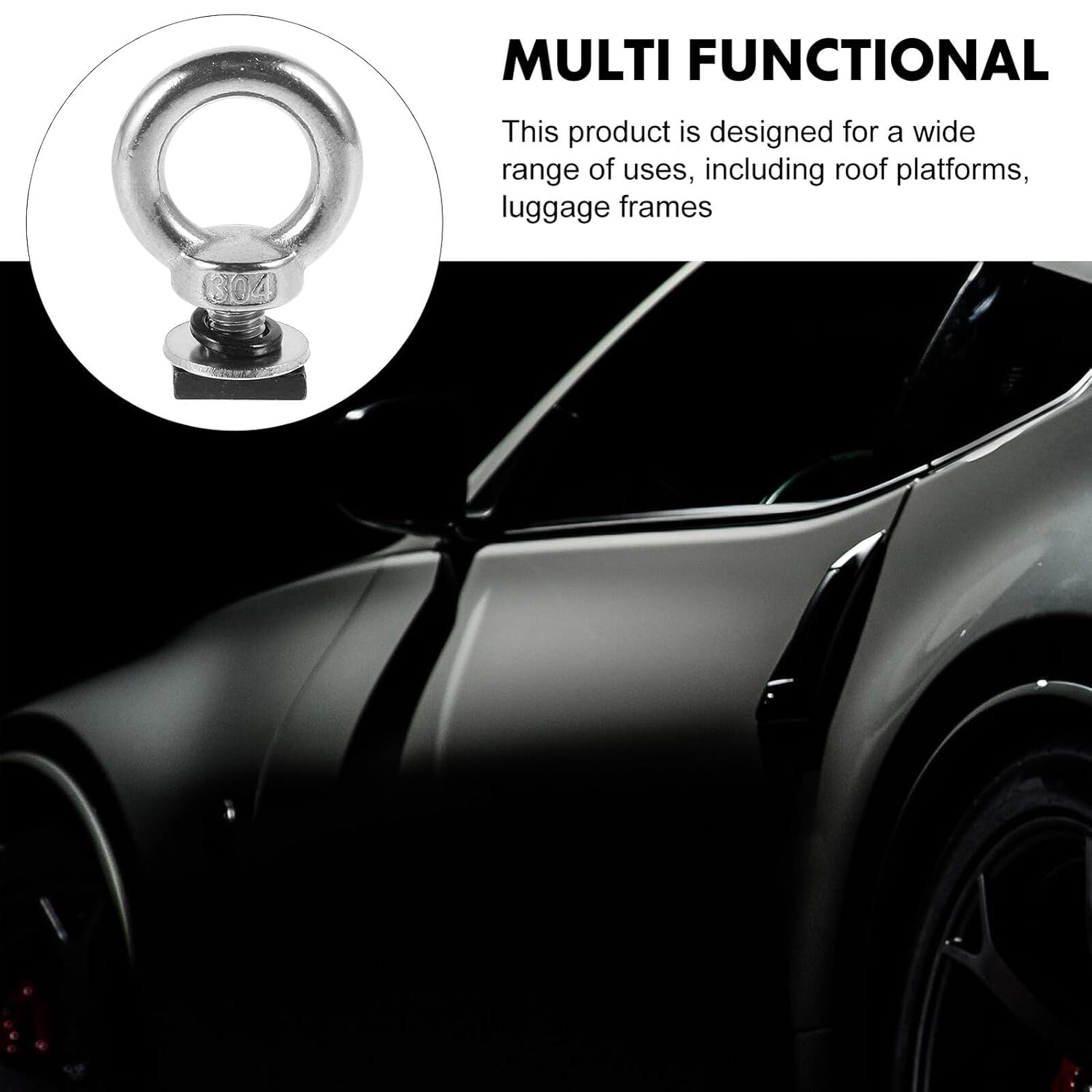 T-Shaped Eye Hook Screw M8 Bright Finish Roof Rack Tie down Anchor Nut for Rooftop Tent Accessories and Cargo Frame Track Mount Bolt