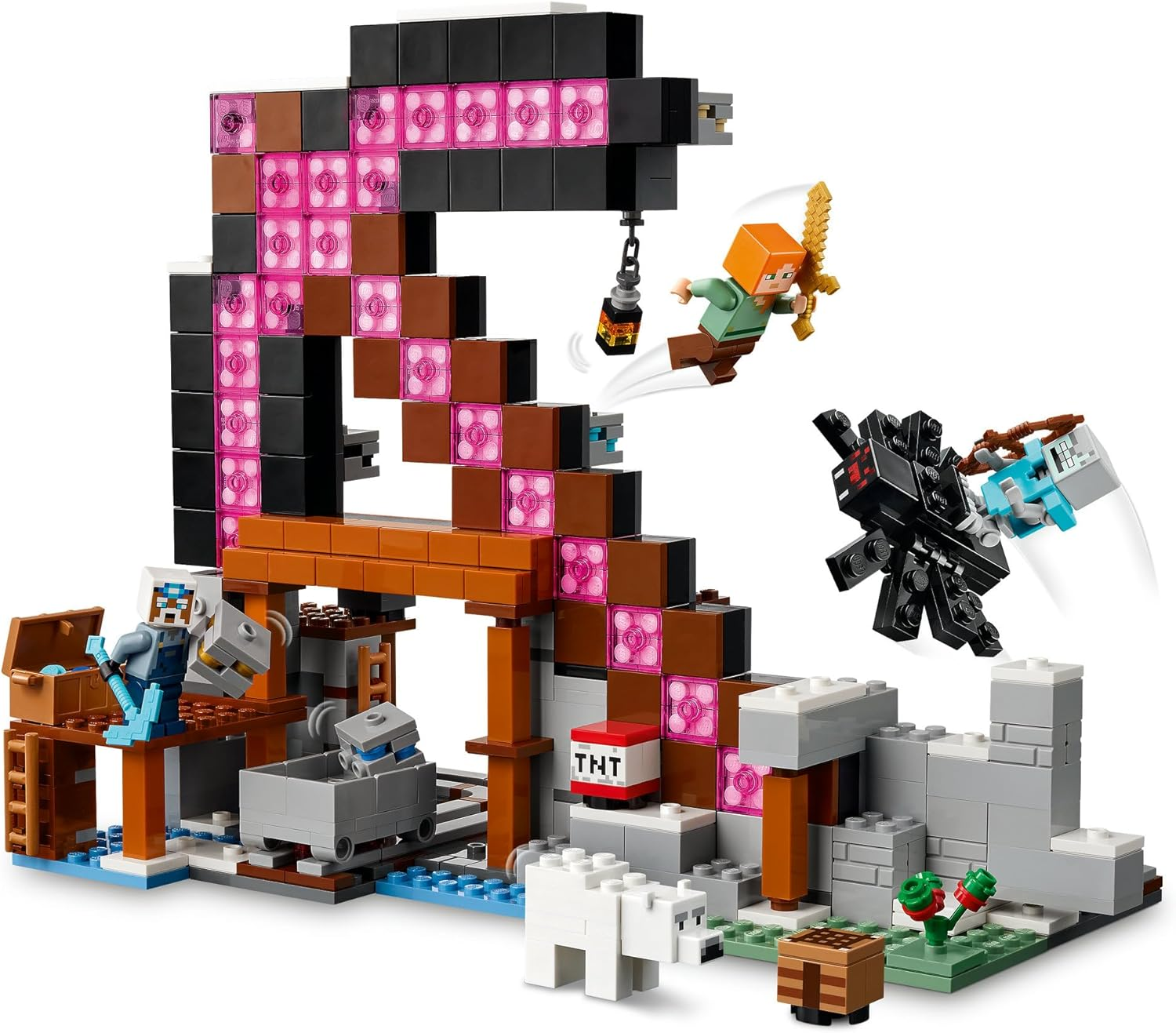 LEGO&reg; Minecraft&reg; the Pickaxe Mine 21277 Gamer-Room Decor,Construction Gaming Toys for Kids,Fun Video Game Collectible with Axe and Figures,Interactive Building Toy for Boys and Girls Aged 8 and Over image number 3