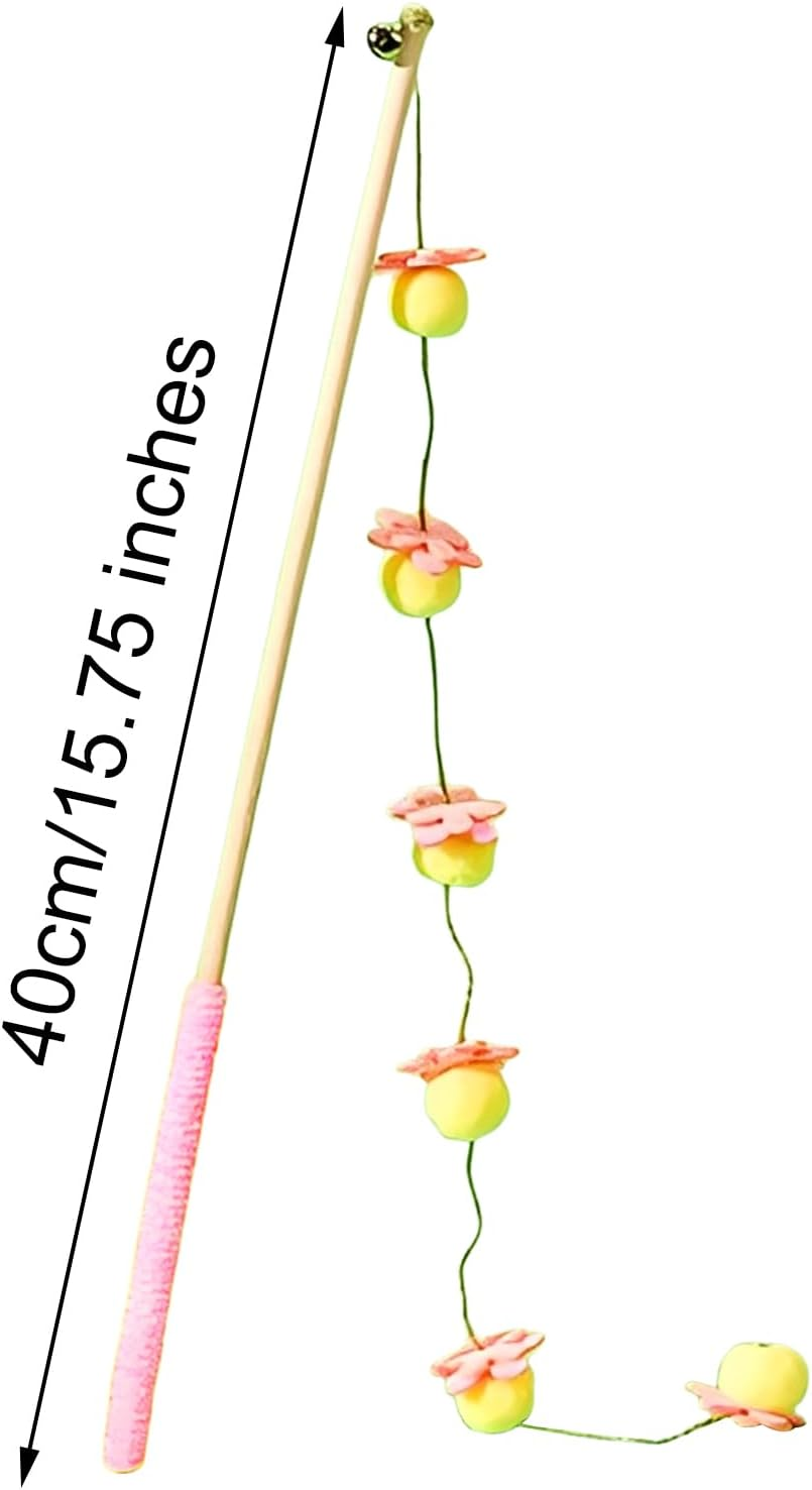 Rronnoy Cat Wand Toy - Fruit Design String with Non-Slip Handle | Cat Pole Toy | for Kitten Indoor Play Boredom Bird Fish Mouse