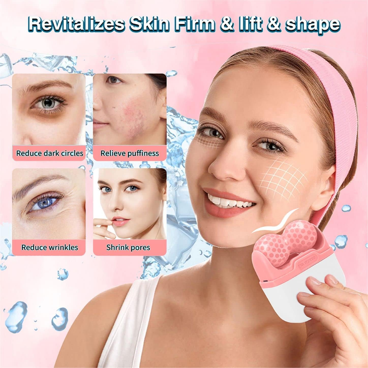 Ice Roller for Face & Eye, 2 in 1 Puffiness, Migraine, Pain Relief and Minor Injury - Diougens Lee Facial Ice Roller,Cold Therapy Massage Roller,Skin Care Products - Blue image number 4