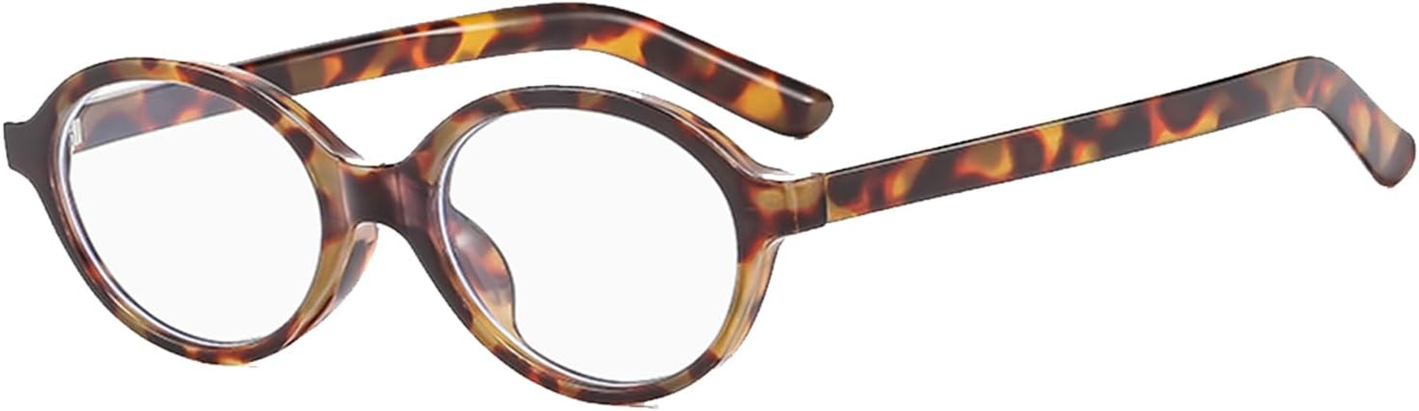 YAMEIZE Oval Blue Light Glasses Women Men - Small anti Blue Light Glasses Retro Blue Filter Glasses Gaming Glasses, Leopard Clear image number 5