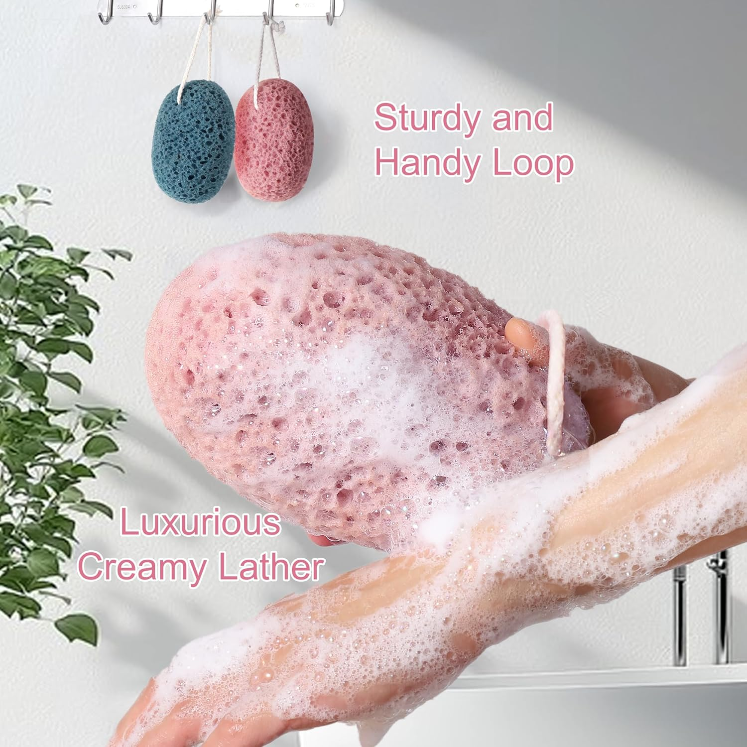 Shower Sponge for Body, 2Pcs Bath Sponges Body Wash, Soft Loofah Puff Foam Sponges Gentle Cleansing & Exfoliating for Women Men All Skin Types image number 5