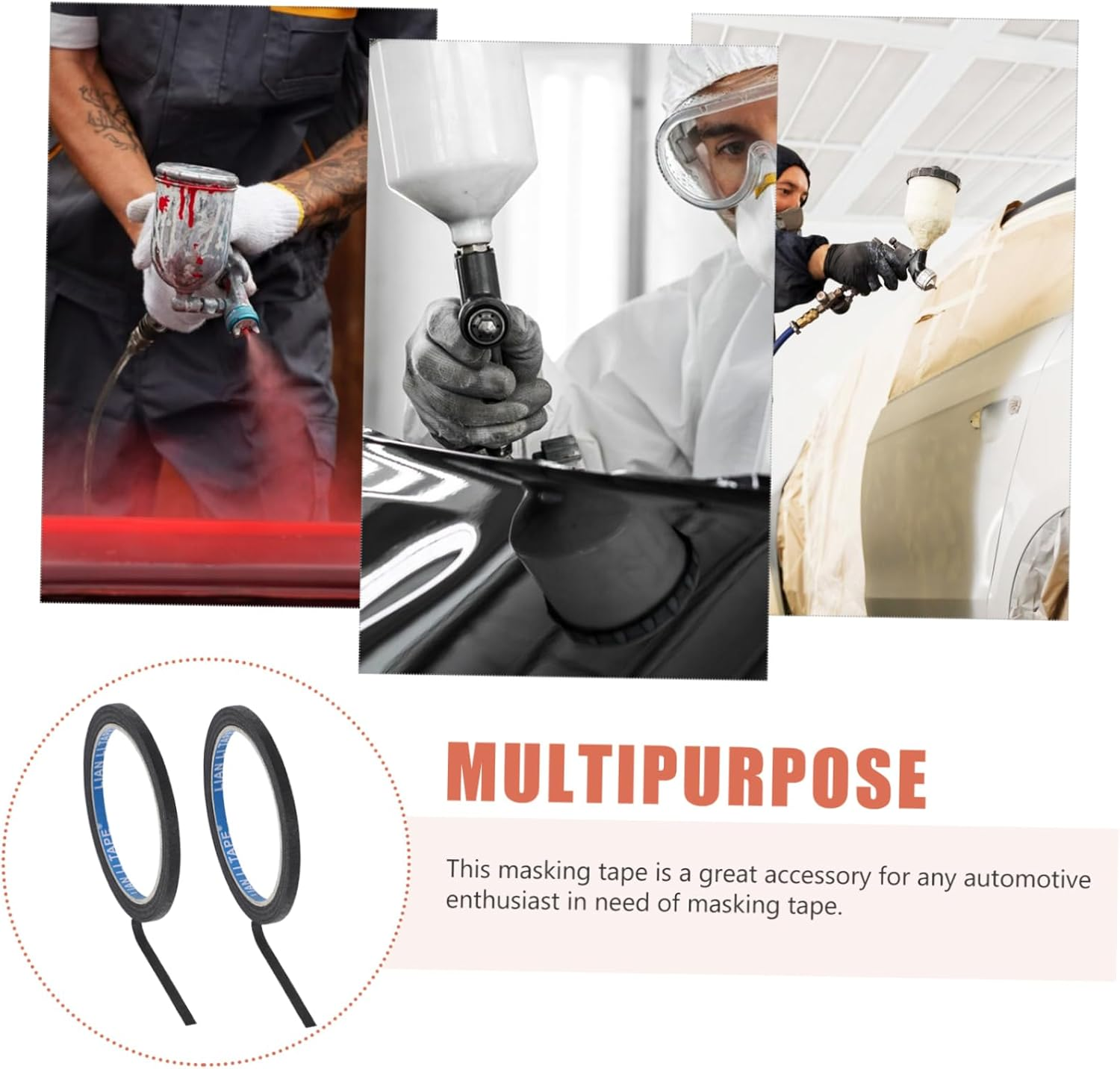 LIFKOME 10Rolls Masking Tape for Artists Car Spraying Paper Tapes Automotive Paint Supplies Strong Adhesive Versatile Applications