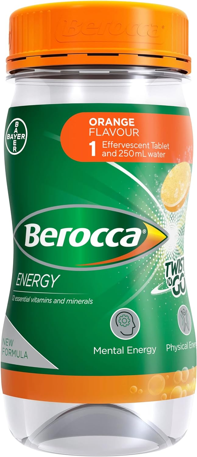 Berocca Energy Twist N Go with 12 Essential Vitamins and Minerals to Help Support Physical Energy and Mental Sharpness Original Berry Drink 250 Ml