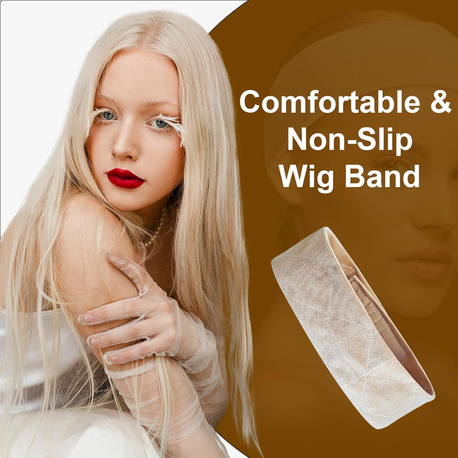 Velvet Elastic Wig Headbands, 3Pcs Non Slip Velvet Wig Grip Headbands, Flexible Velvet Grip Head Band for Women image number 3