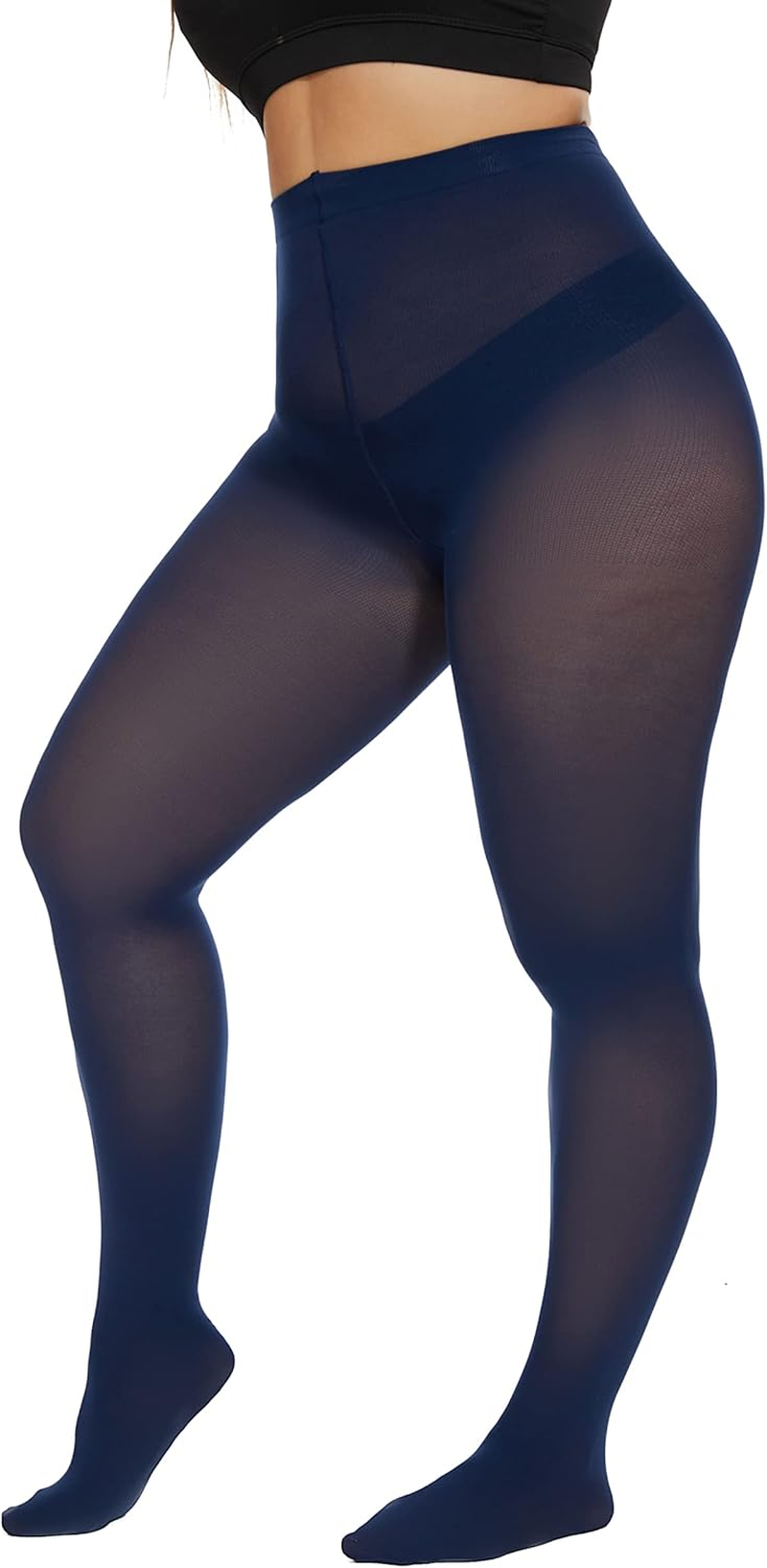 Cozywow plus Size Tights for Women, 80D Soft Solid Color Stockings, High Waist Semi Opaque Pantyhose