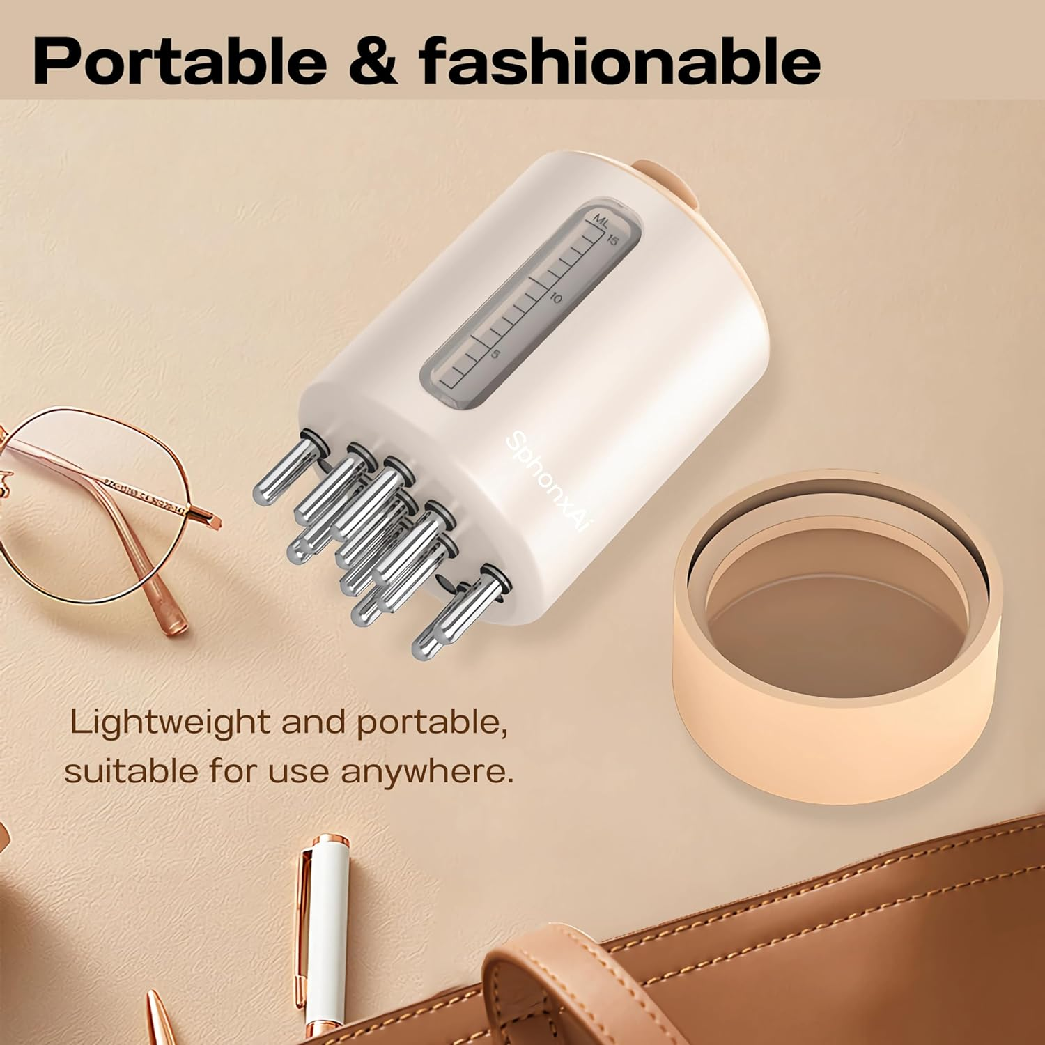 Sphonxai Hair Liquid Applicator, Electric Scalp Comb with Red Light,15Ml High Capacity,Hair Growth Serum&Oil Applicator,Not Suitable for High-Concentration or Relatively Viscous Oils & Liquids (White) image number 1