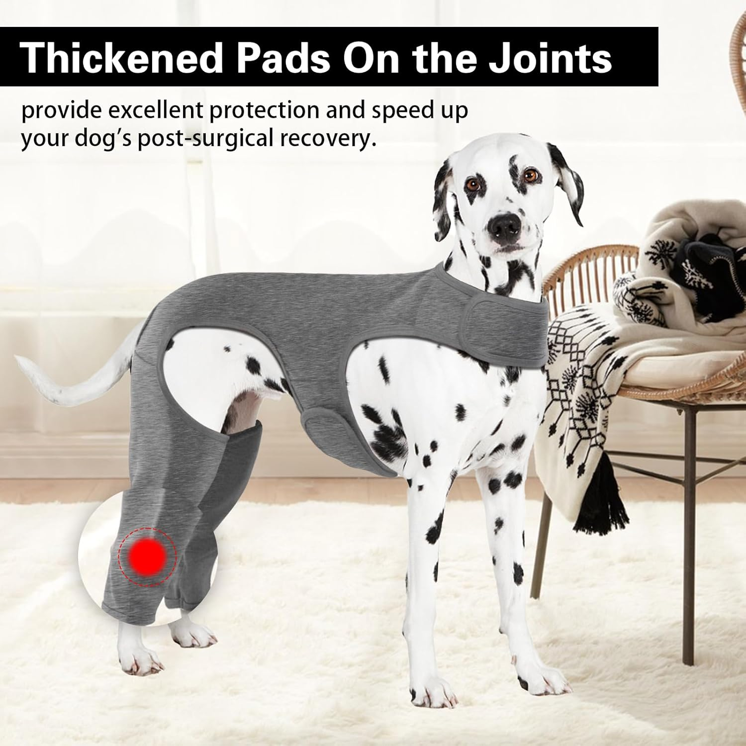 Yoolhamy Dog Surgery Recovery Suit, Dogs Leg Wound Protector Brace, Comfortable Dogs Elbow Protector Cone Alternative Prevent Licking Bite Long Sleeve Suits Leg Brace Support (Grey, S) image number 6