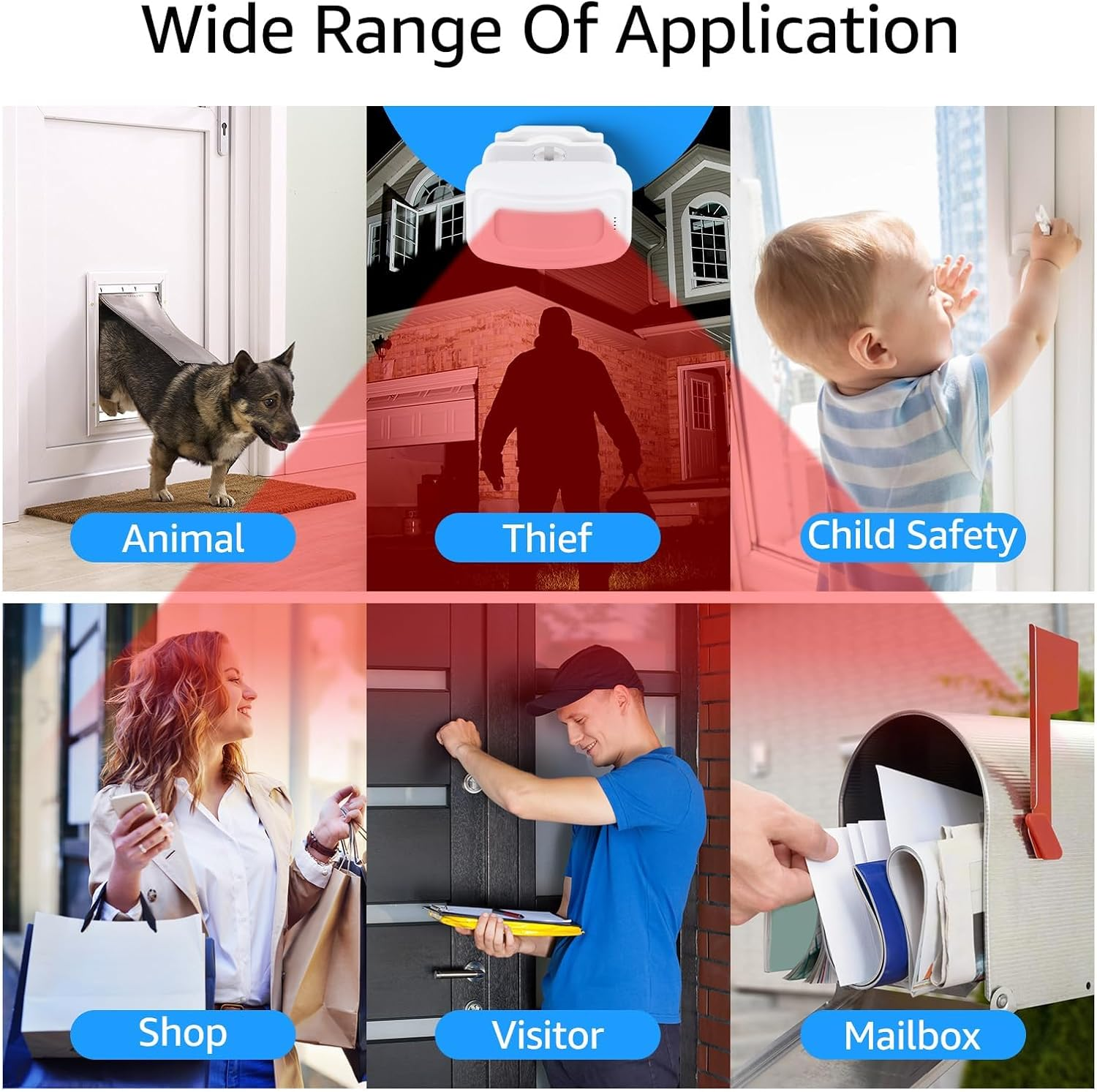 Motion Sensor Alarm,Wireless Motion Detector Door Chime Doorbell for Home Store Business,Caregiver Reminder for Elderly,Usb/Battery,Vibration image number 2