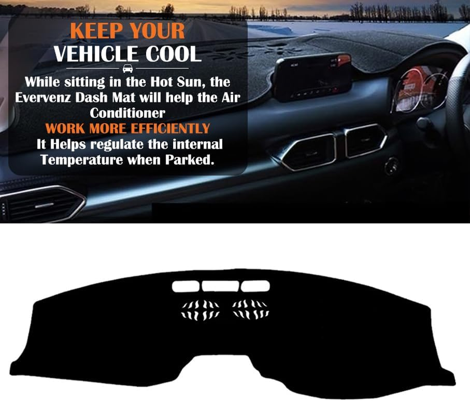 Evervenz Dash Mat for Mazda CX-5 2017 2018 2019 2020 2021 2022 2023 CX 5 CX5 2017-Onward Leather Dashmat011