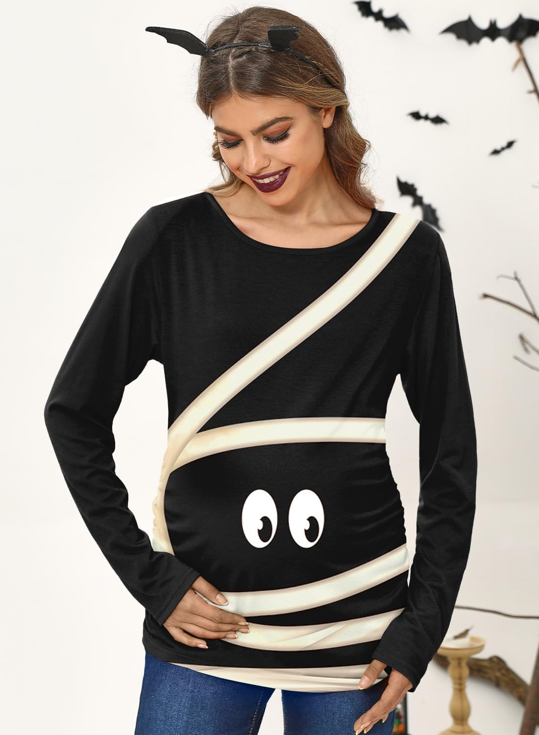 For G and PL Women'S Halloween Maternity Long Sleeve Pregnancy Shirt image number 3