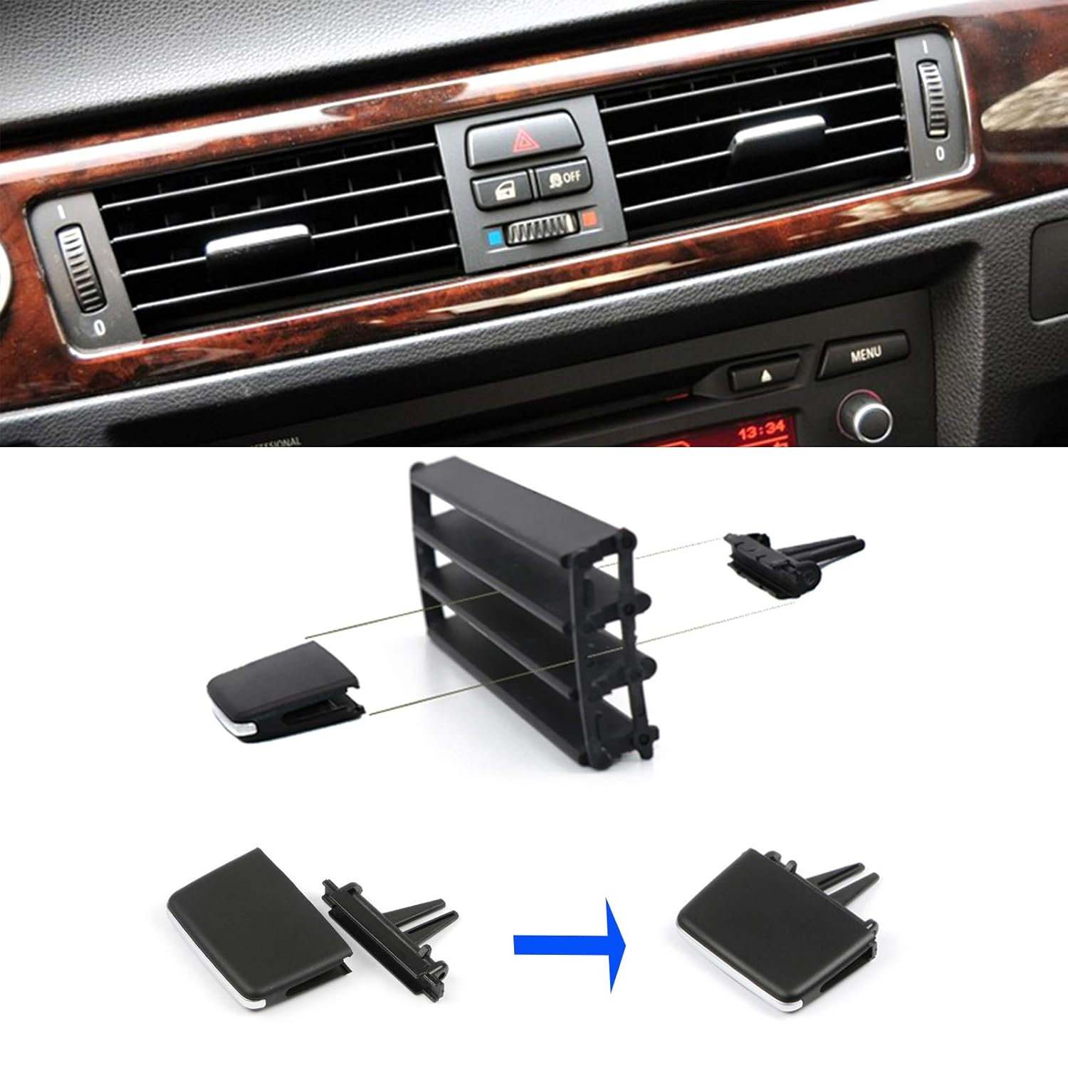 1PCS Front Row Air Vent Clip Tab Compatible with BMW 3 Series E90 E91 E92 E93, Upgraded Air Grille Tab Air Vent Outlet Tab Vent Clip Compatible with BMW 320I,325I,328I,330I,335I 2005-2011 image number 1
