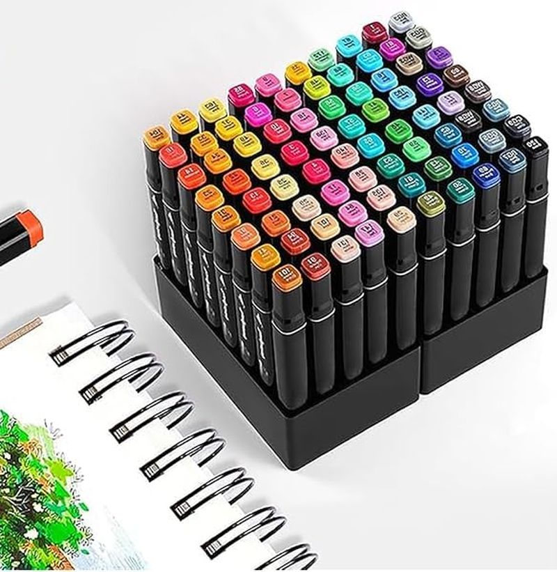 80 Colors Dual Tips Art Twin Sketch Markers,Alcohol Brush Tip Markers Set Coloring Art Markers with Case for Sketching, Adults and Kids Coloring Books and Illustration image number 3