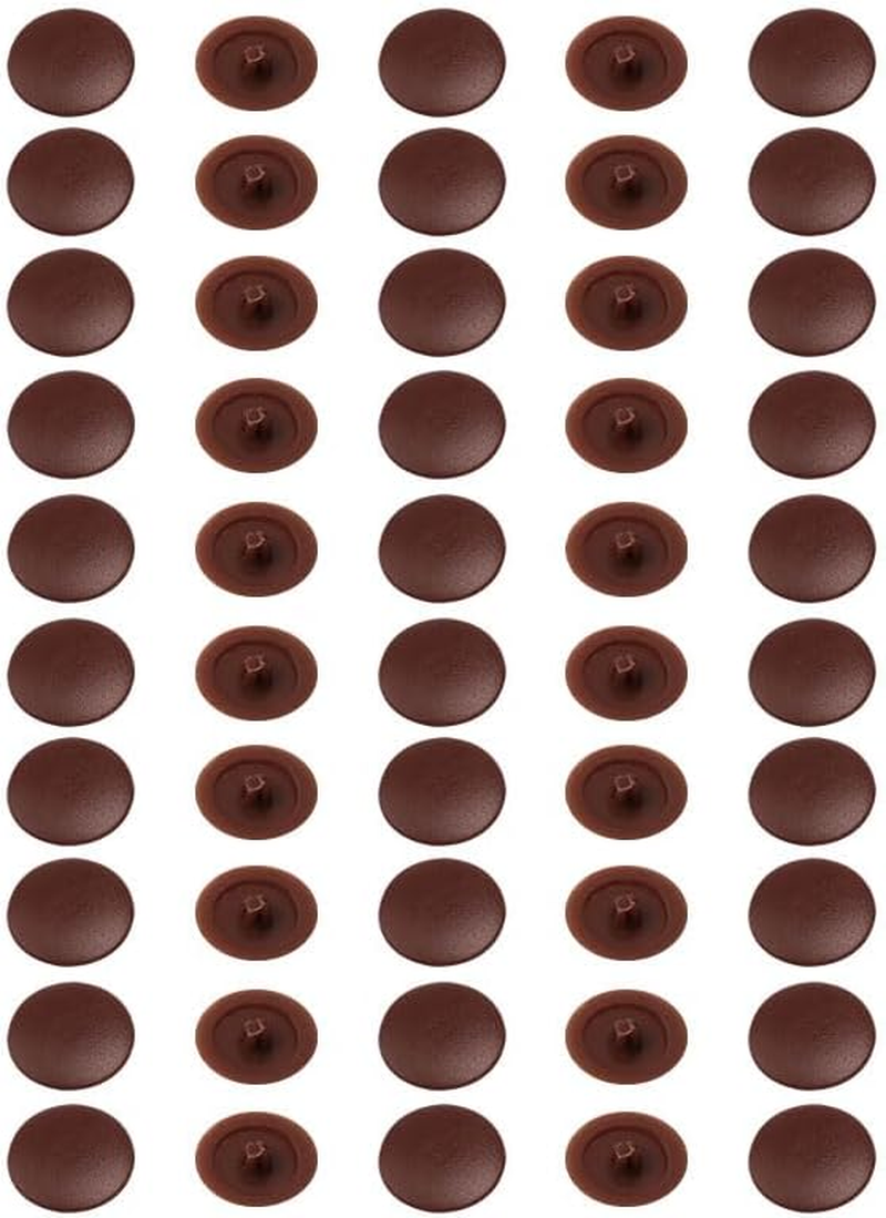 50PCS Coffee Cross Head Screw Cover Caps, 12Mm Plastic Hinge Screw Hole Dust Proof Snap in Decorative Caps Suitable for Furniture Wardrobes Blinds Cabinets, Coffee