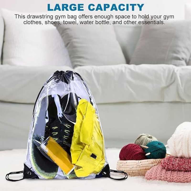 Clear Drawstring Bag Transparent Pvc Drawstring Backpack See through Bag,2Pcs Transparent Drawstring Pocket Clear Backpack Waterproof Bags,Transparent Drawstring Pocket Clear Backpack Drawstring Bags image number 3