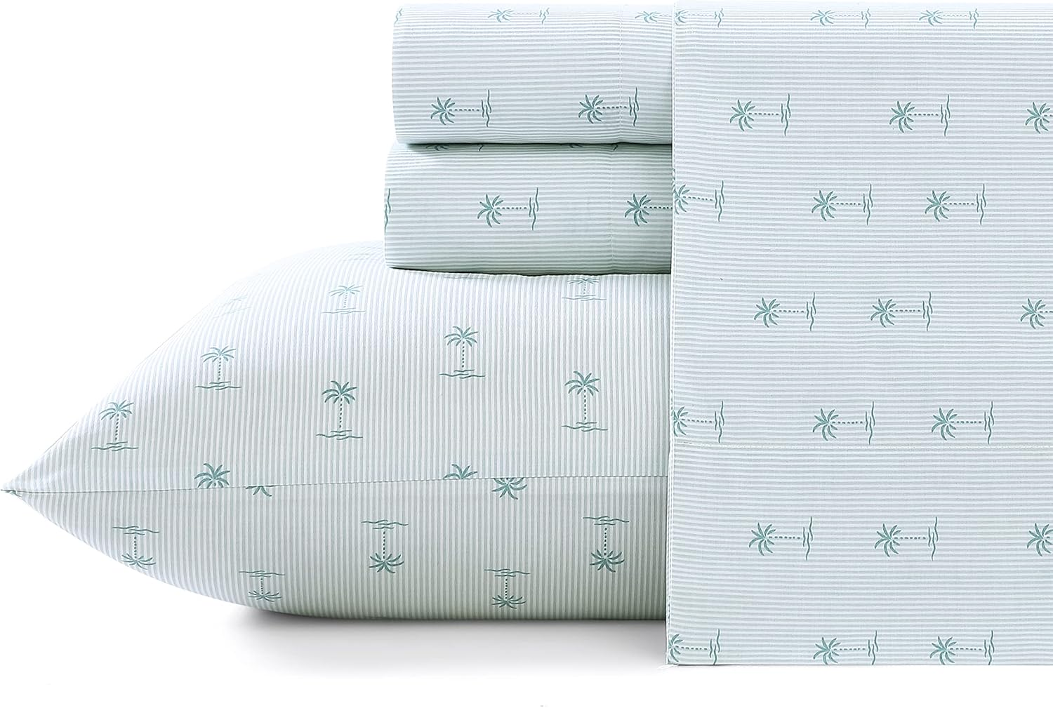 Tommy Bahama - Queen Sheets, Cotton Percale Bedding Set, Crisp & Cool, Stylish Home Decor (Kaw Palms Blue, Queen) image number 2