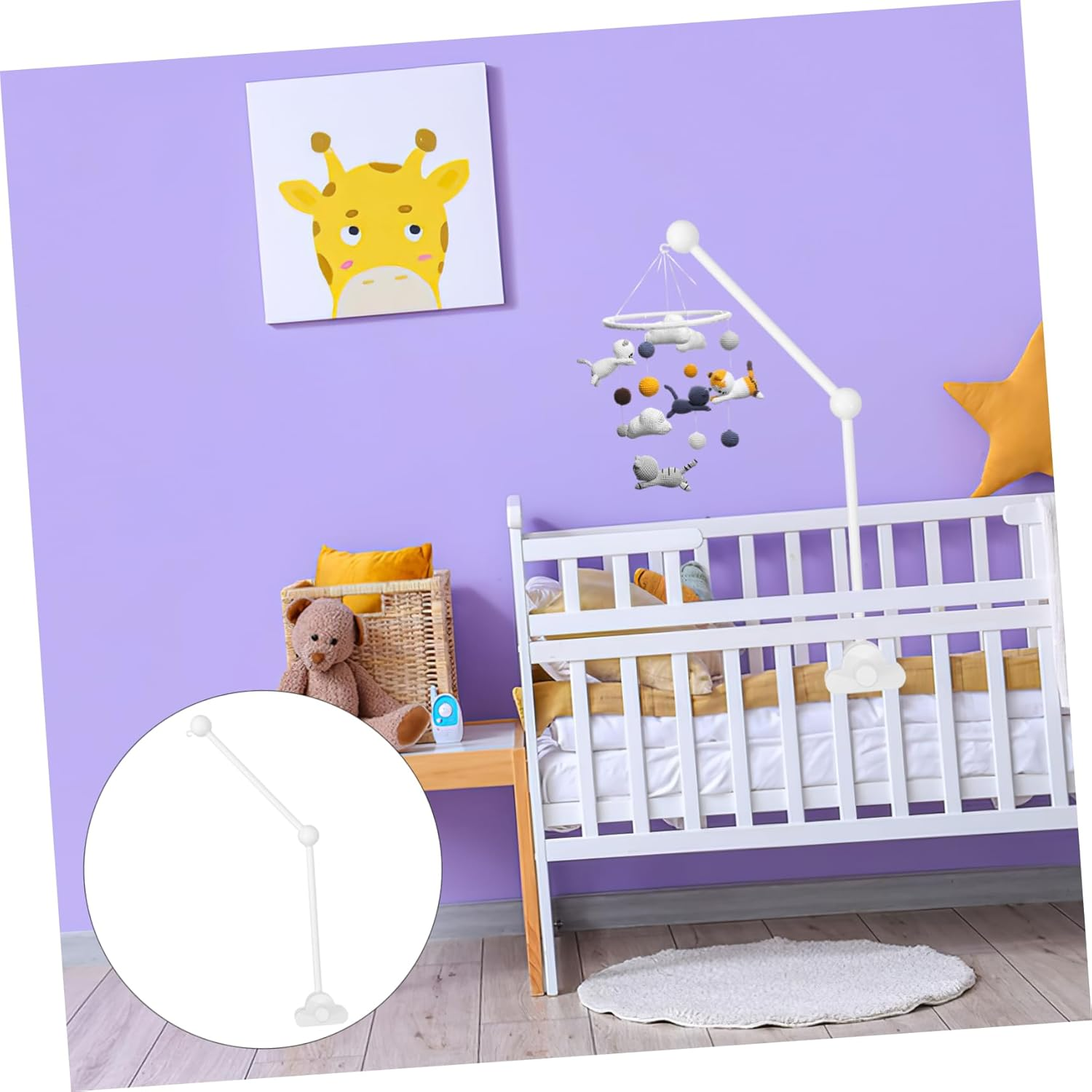 Crib Mobile Holder Arm Bed Bell Bracket for Cot Nursery Mobiles Stand For image number 2