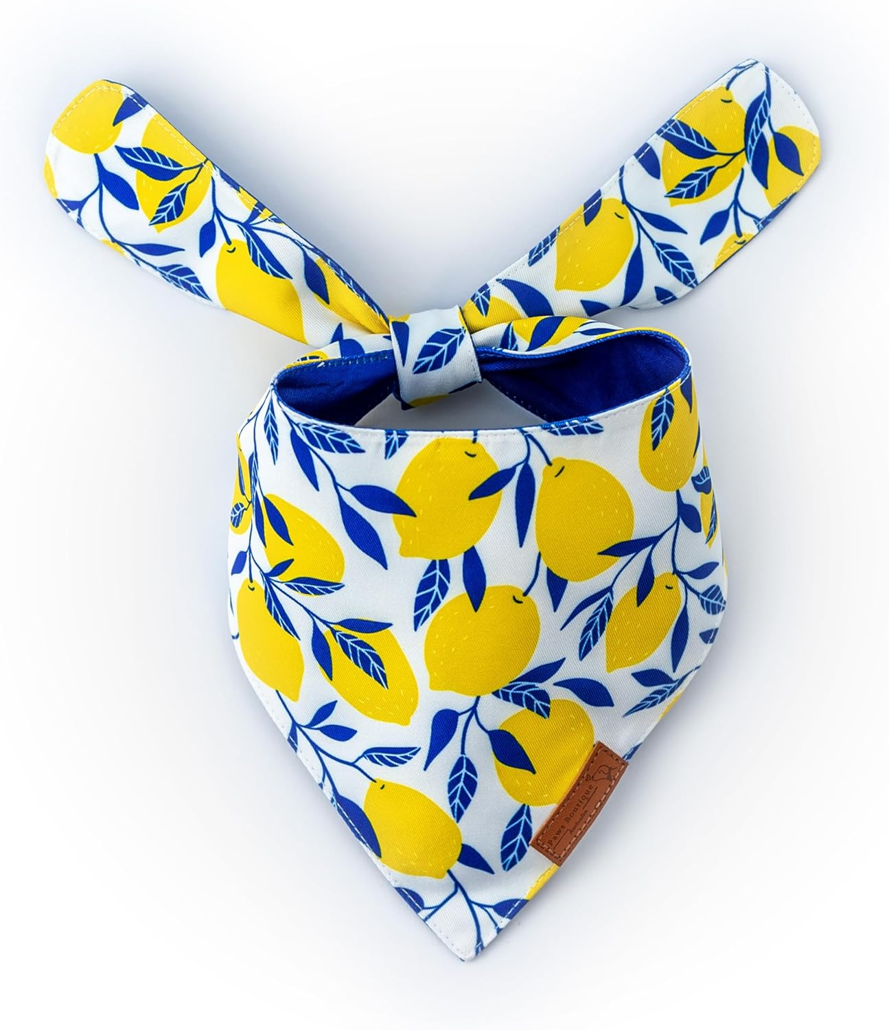 Paws Boutique Premium Dog Bandana/Scarf | Design: Lemon Zest Chic | Reversible Dual Layered/Sided | Small, Medium & Large Pets | Unique Style | Accessories for Puppies & Dogs (S) image number 4
