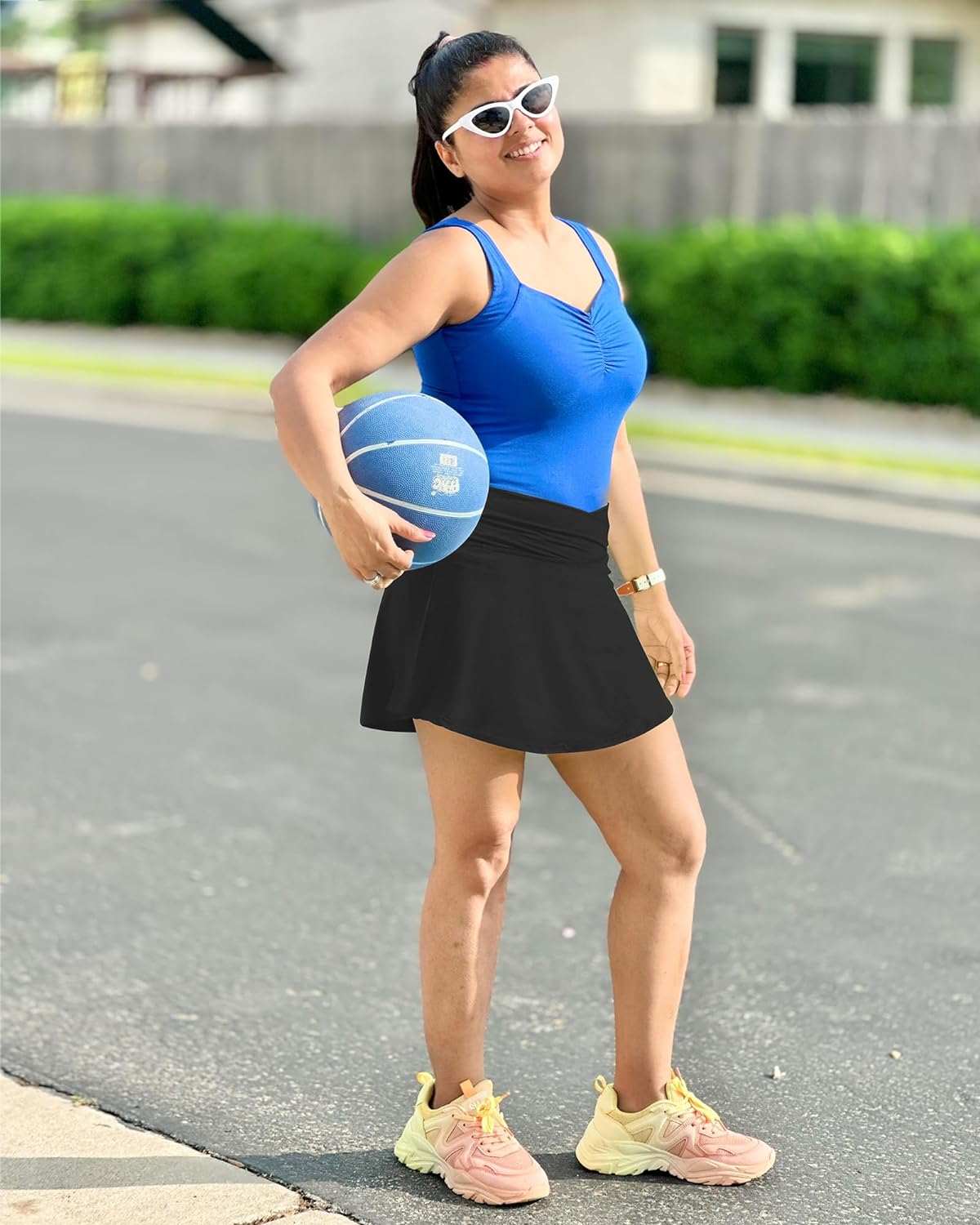 Women'S Athletic Skirts Pleated Tennis Skirts with Pockets for Women Cross Waist Skort Sports Skirt Running Skater Skirts with Inner Shorts image number 4