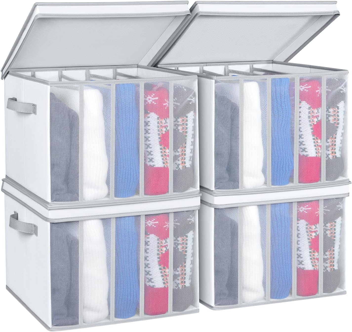 Univivi Large Wardrobe Organiser, Portable Mesh Wardrobe Organiser for Pax, Jeans, Trousers, T-Shirt, Leggings, Storage Wardrobe Organiser, Pack of 4