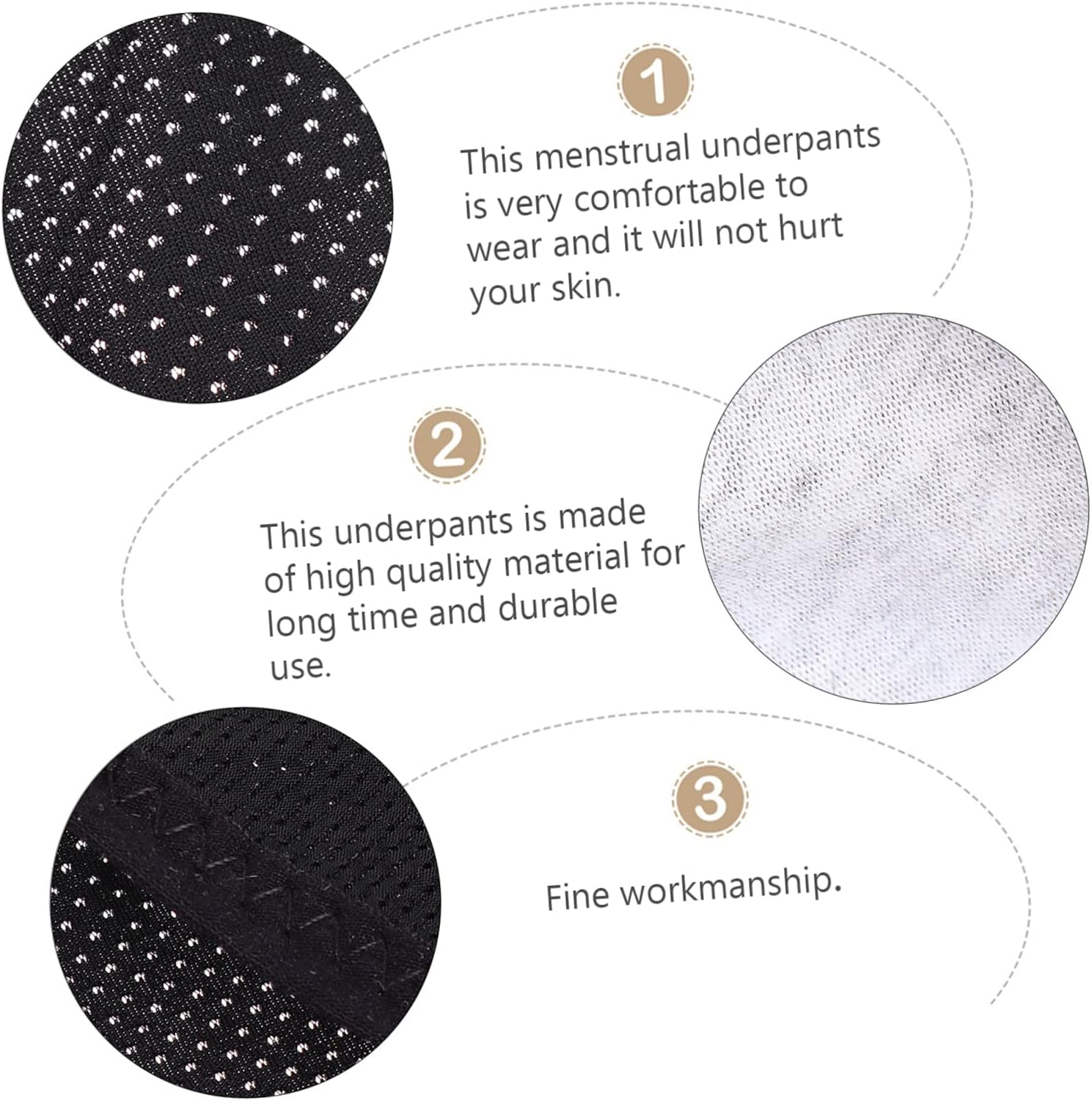 Women Underpants Menstruation Pants Comfortable Material Leakproof Briefs Black image number 5