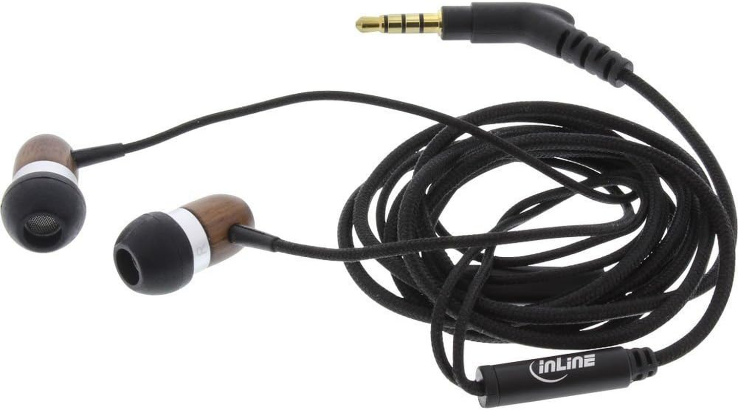 Inline 55357 WOODIN In-Ear Headset with Cable Microphone/Function Button Walnut image number 2