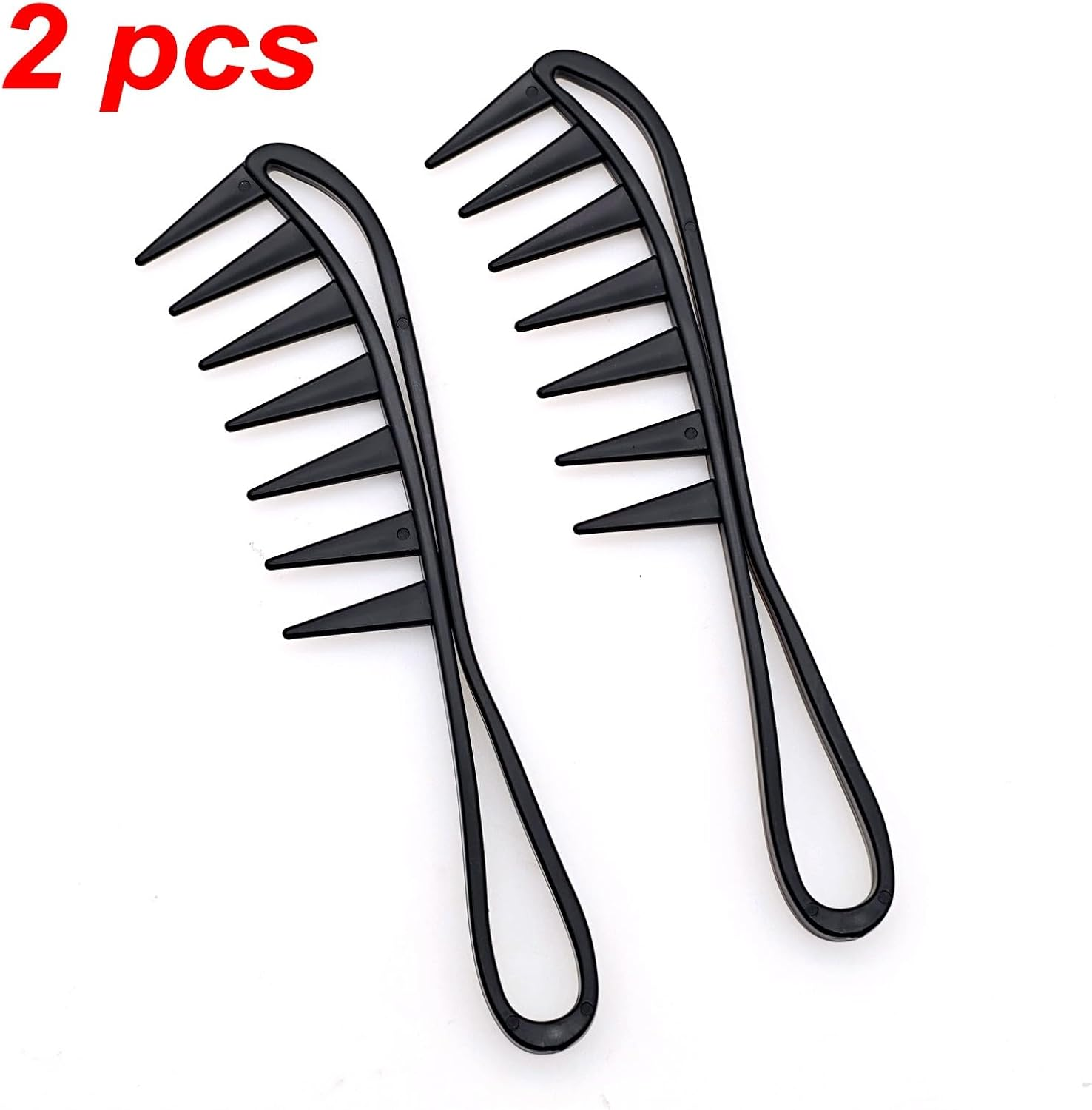 JZK 2 X Extra Wide Tooth Combs for Wavy/Curly Hair, Texture Pompadour Slickback Detangling Comb for Men and Women, Shark Tooth Hair Comb for Curls