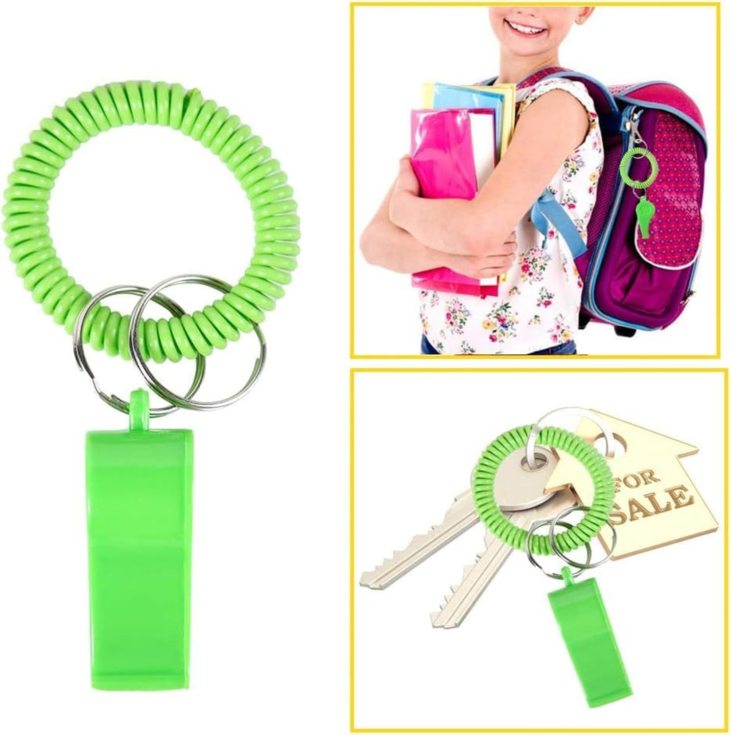 12Pcs Loud Plastic Sport Whistle with Stretchable Coil Bracelet,Plastic Whistle Loud Clear with Stretchable Coil Bracelet,Loud Clear Whistle Wrist Keychain Sport Whistle with Stretchable Coil Bracelet image number 1