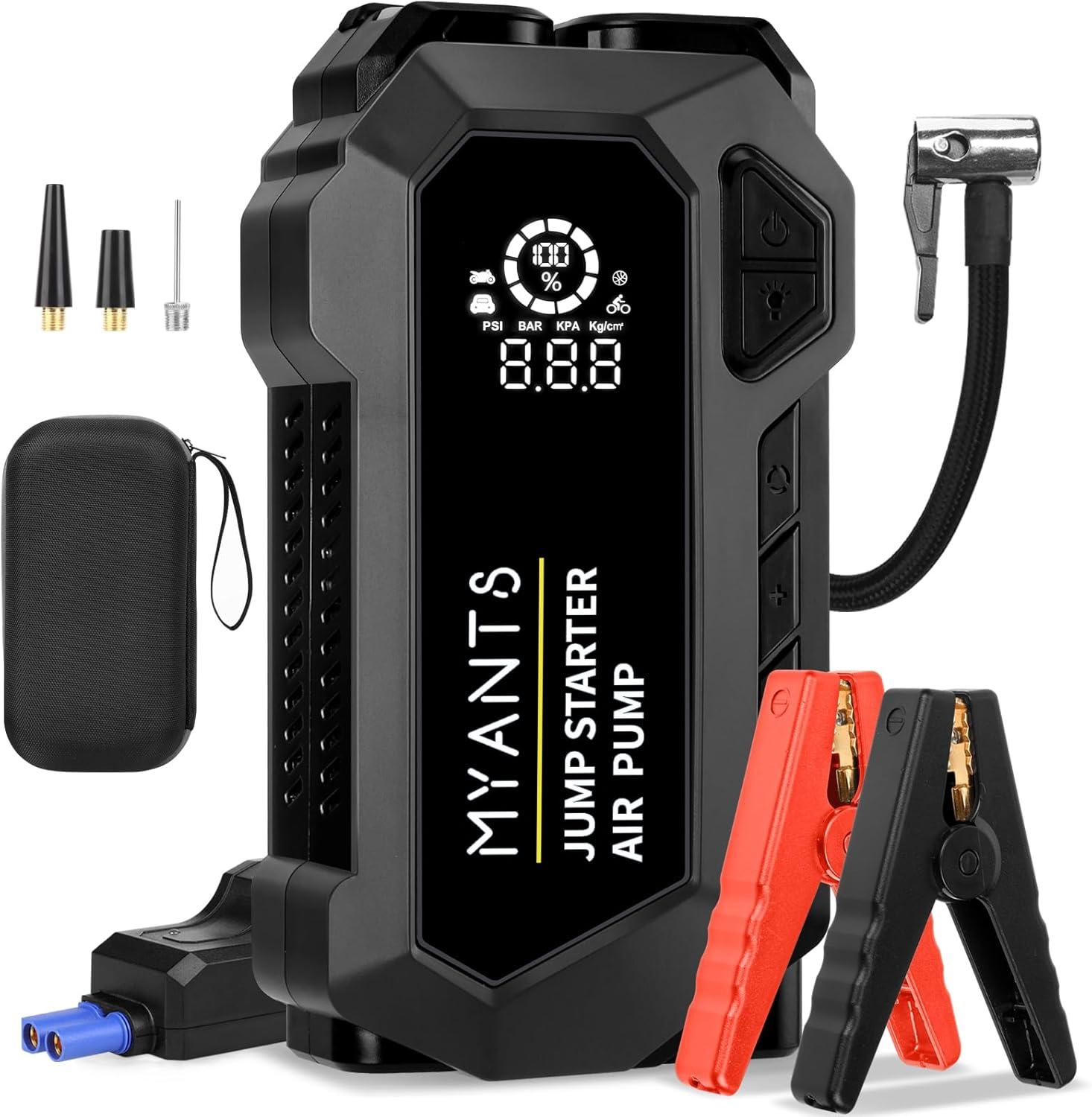 Car Battery Jump Starter with Air Compressor 4000A 12V Tyre Inflator, Power Bank Charger, Portable Jump Box Battery Booster Jumper Start Pack with USB QC 3.0,Up to 10.0L Gas/8.0L Diesel Engines image number 2
