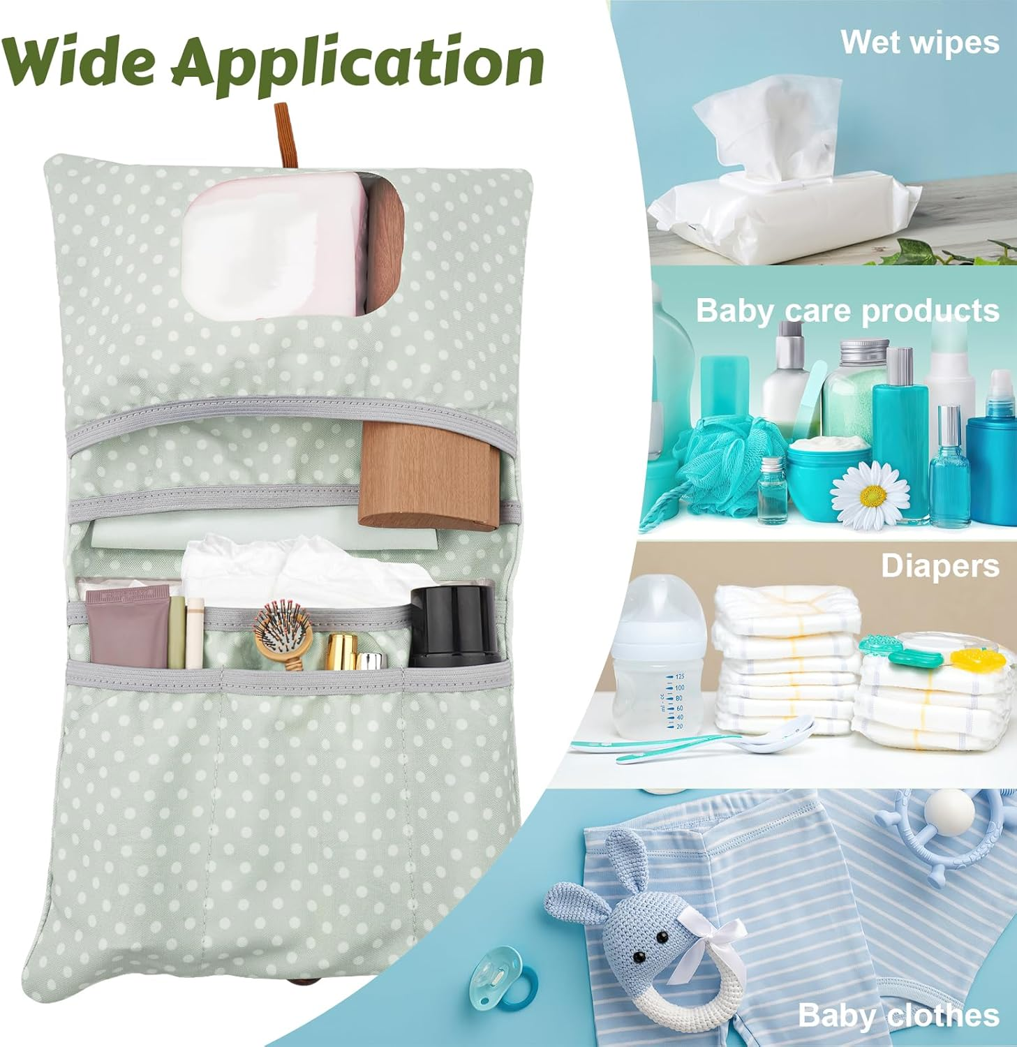 Changing Bag Organiser and Cosmetic Bag 2-In-1, Baby Small Nappy Bag, Nappy Organiser for on the Go Mother Nappies Cloths (Leaves) image number 3