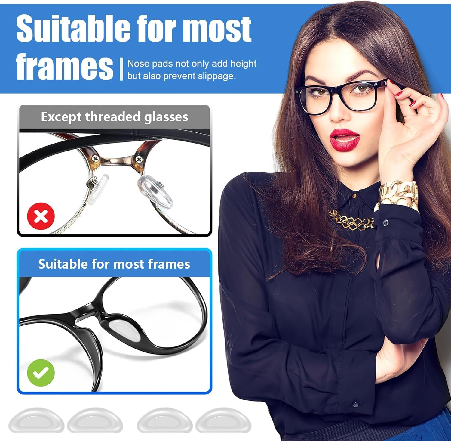 Eyeglass Nose Pads, 20 Pairs Anti-Slip Eyeglass Nose Pads, Adhesive Silicone Eyeglass Nose Pads for Glasses, Eyeglasses, Sunglasses, Plastic Frames (White) image number 4