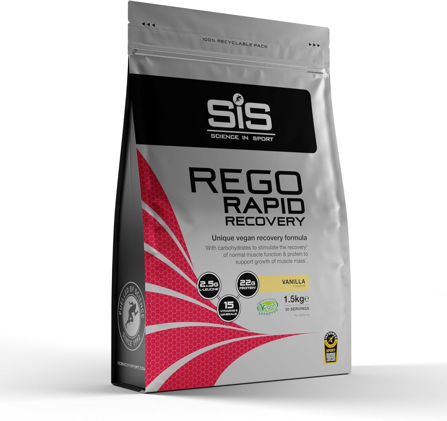 Science in Sport REGO Rapid Recovery Protein Powder | Vegan Protein Powder with Added L-Leucine, Vitamins and Minerals for Muscle Recovery | Vanilla, 30 Servings, 1.5Kg image number 3