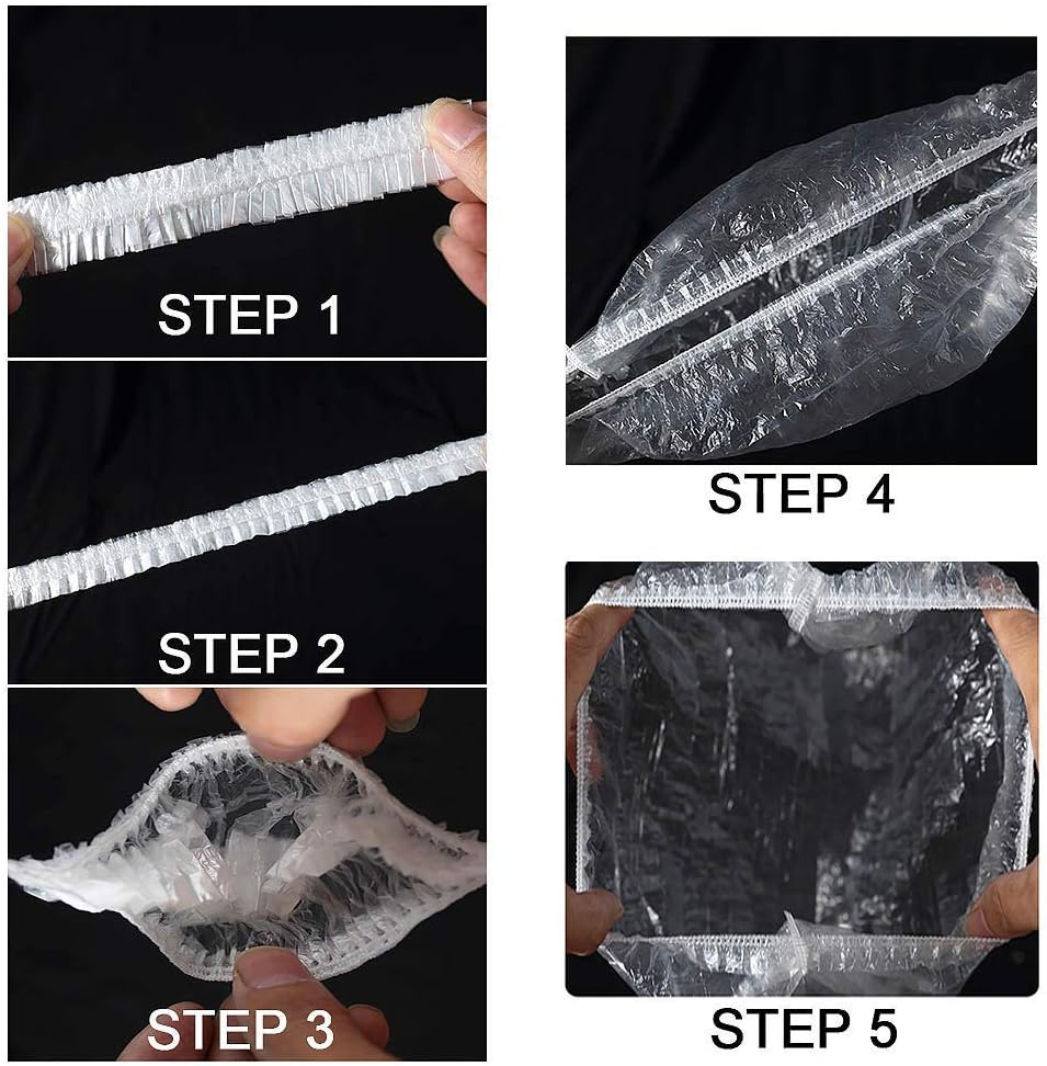 CHEM-AB ENTEREPIRSE Reusable Elastic Shower Cap for Men and Women Transparent Colour, Free Size Pack of 15 image number 2