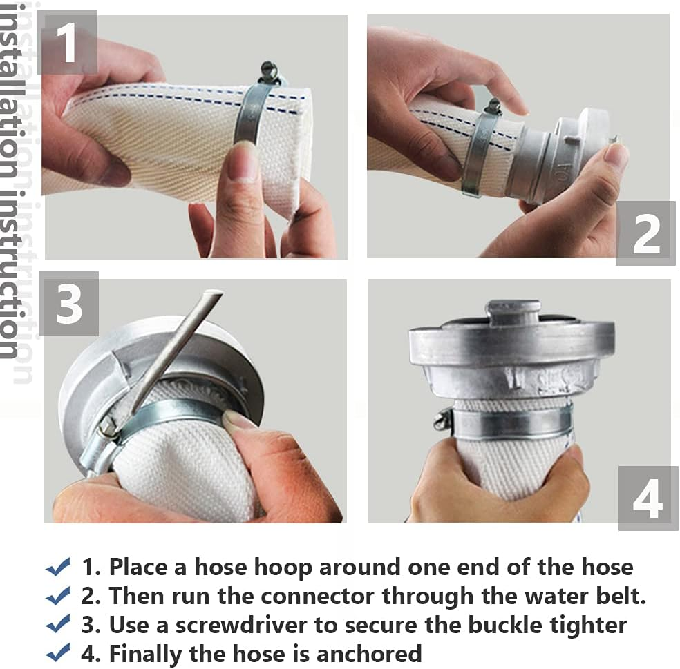 Ququyi 2" X 62 FT Heavy Duty Reinforced PVC Swimming Pool Backwash Hose, General Purpose Lay-Flat Water Discharge Pipe for Water Transfer Applications, White image number 6