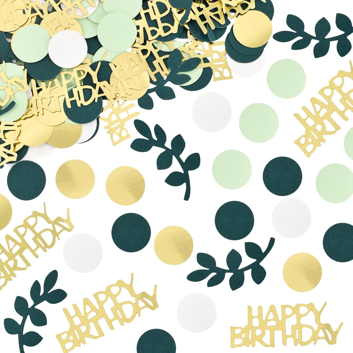 200 Pieces Confetti Green Gold, Happy Birthday Table Decoration, Party Table Confetti, Confetti Decorations for Party, Birthday, Wedding, Children'S Room, Table Top, Paper Scraps image number 4