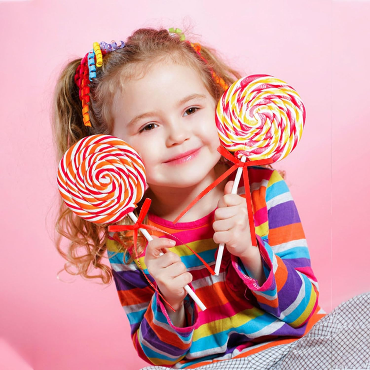 24 Pack Bow Cupcake Toppers Bowknot Pink Purple Blue Yellow Green Mulitycolor Cupcake Picks Bridal Baby Shower Cake Dessert Picks Decoration Baby Girl Birthday Wedding Party Supplies Red - Black Lace image number 2