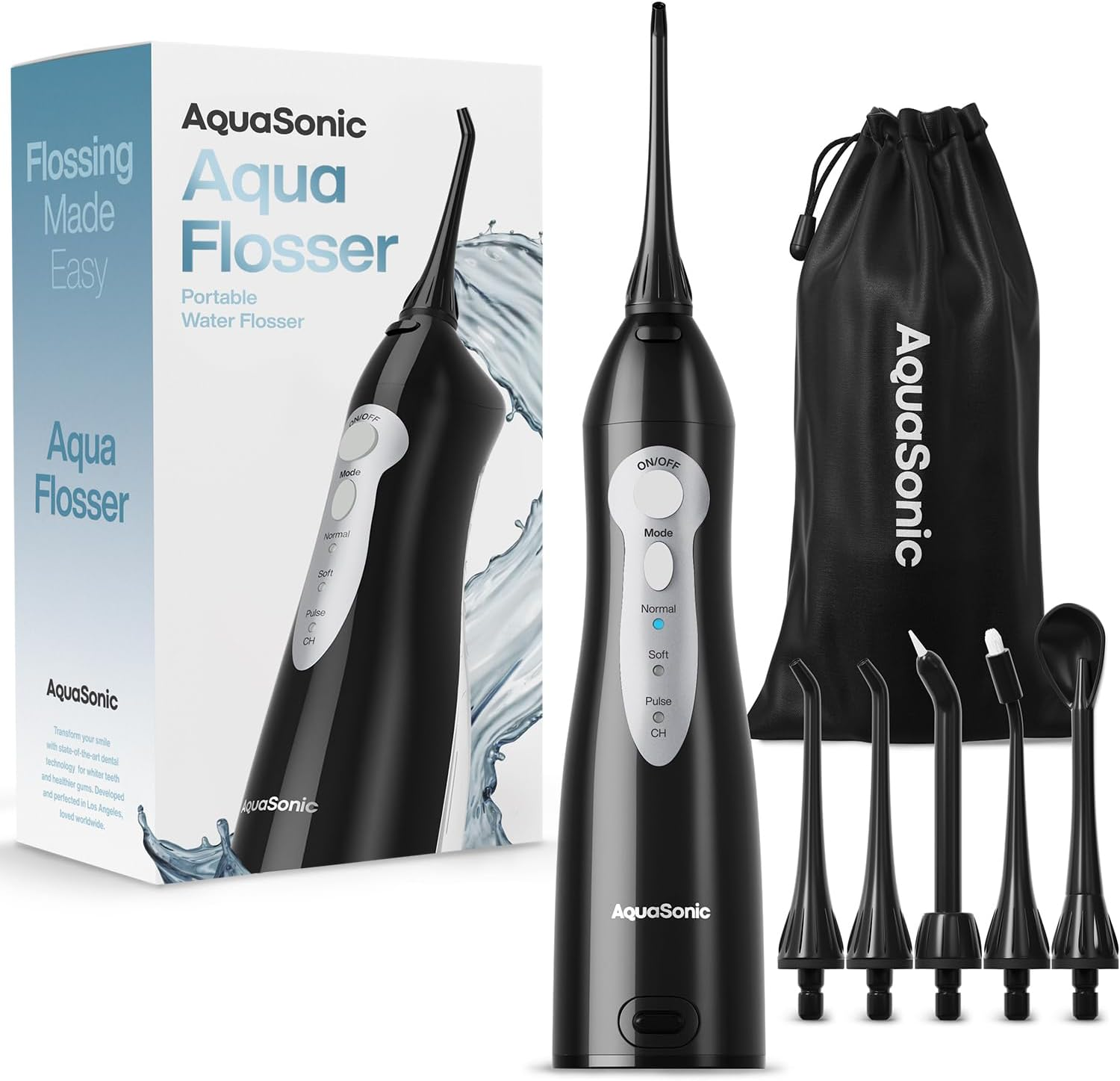 Aquasonic Aqua Flosser - Cordless Rechargeable Water Flosser for Teeth - Waterproof, Portable Oral Irrigator for Dental Cleaning with 5 Jet Tips &ndash; Braces Home Travel