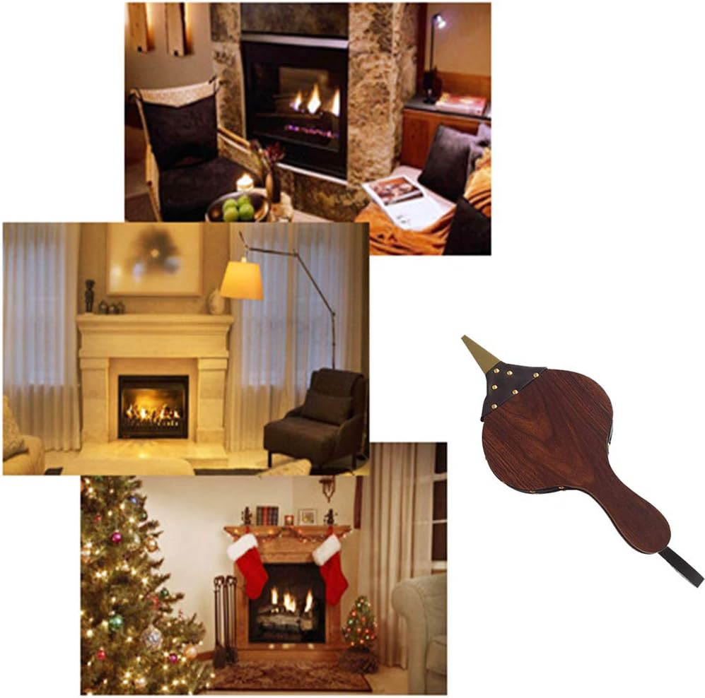 Fireplace Bellows/Fire Bellow - Wood Hand Air Leather Bellow Cooking Fan - Fire Tools for Outdoor Camping/Bbq Grill/Chimney/Fires Pit 15" X 6.7" image number 2