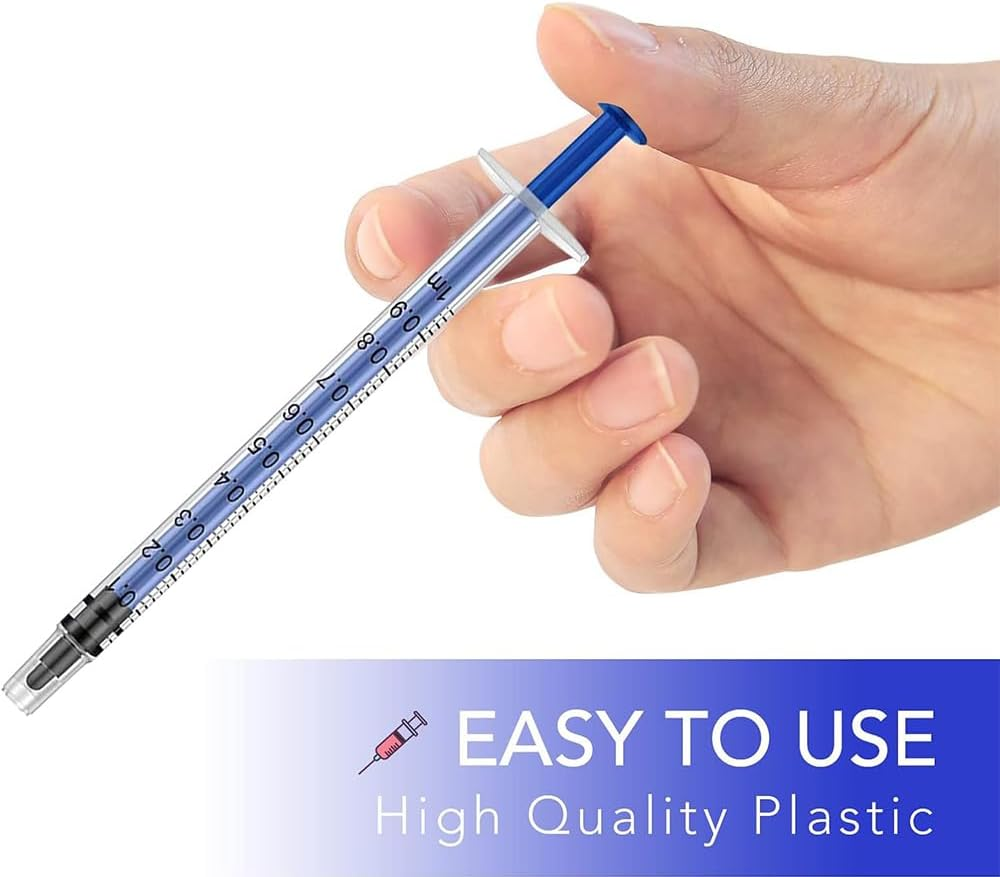 QOOWFEANIG 50Pcs 1Ml 1Cc Syringes with Cap,Reusable Small Plastic Liquid Measuring Syringe with Measurement Marks for Scientific Labs, Pet Feeding, Refilling Cosmetics image number 1