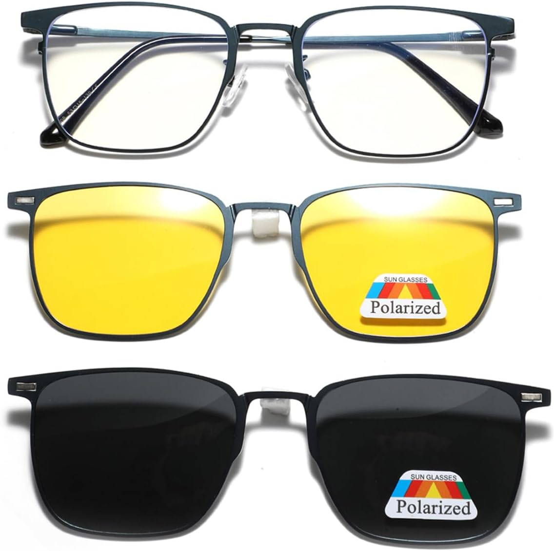 Metal Magnetic Clip on Sunglasses Polarised Yellow Night Vision Sunglasses Multifunctional Driving Glasses