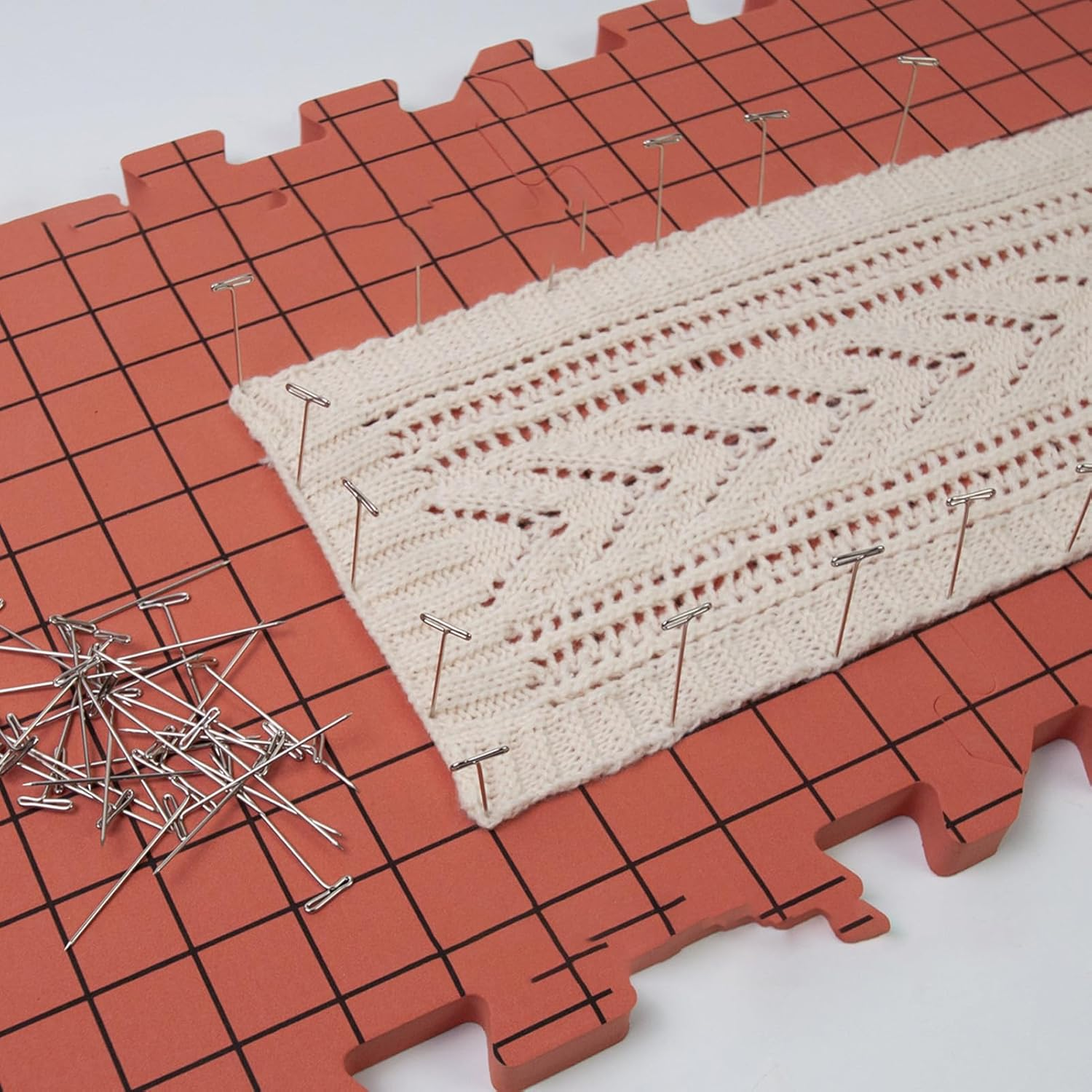 9 Pack Blocking Mats for Knitting and Crochet Project, Extra Thick Knitting Blocking Mat with Grid Lines, Knitting Mats Brick Red Interlocking Foam Blocking Board for Crochet image number 3
