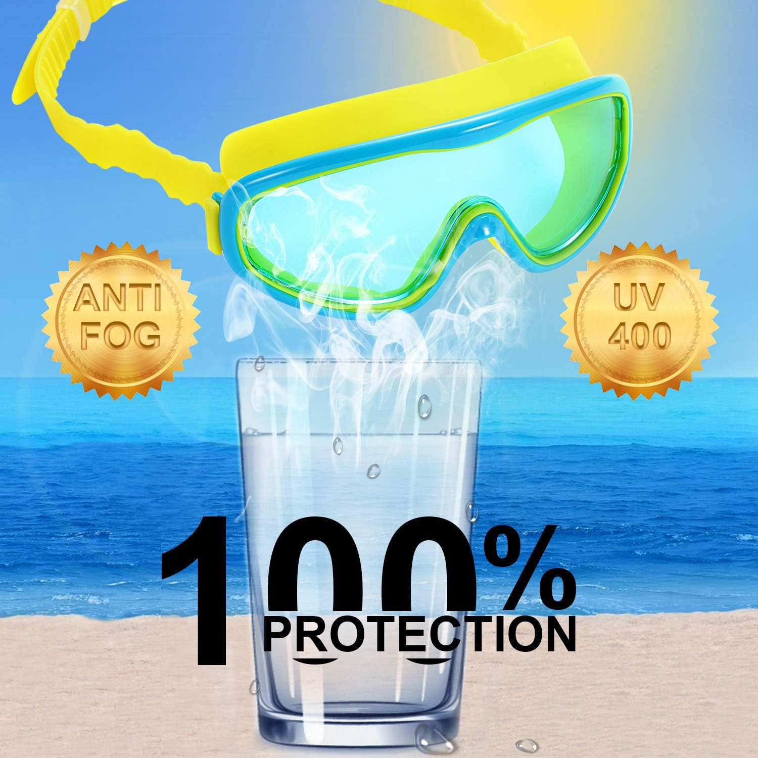 Noorlee Kids Swim Goggles, 2 Pack Swimming Glasses for Children and Early Teens (Age 3 to 15 Years Old), Anti-Fog, Watertight, UV Protection, Soft Silicone Frame and Strap, 180 Degree Vision - Black  Blue/Pink image number 5