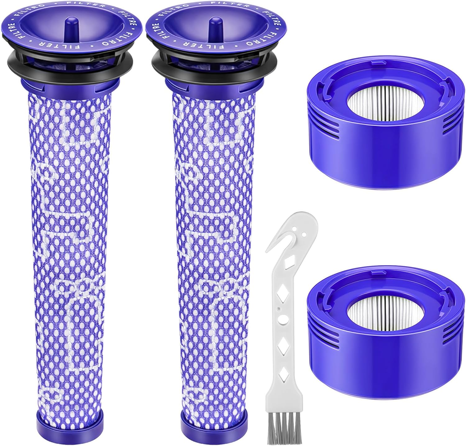 4 Pack Vacuum Filter Replacement Kit Compatible with Dyson V7, V8 Animal and V8 Absolute Cordless Vacuum, 2 Post Filters, 2 Pre Filters, Replaces Part # 965661-01 & 967478-01 image number 2