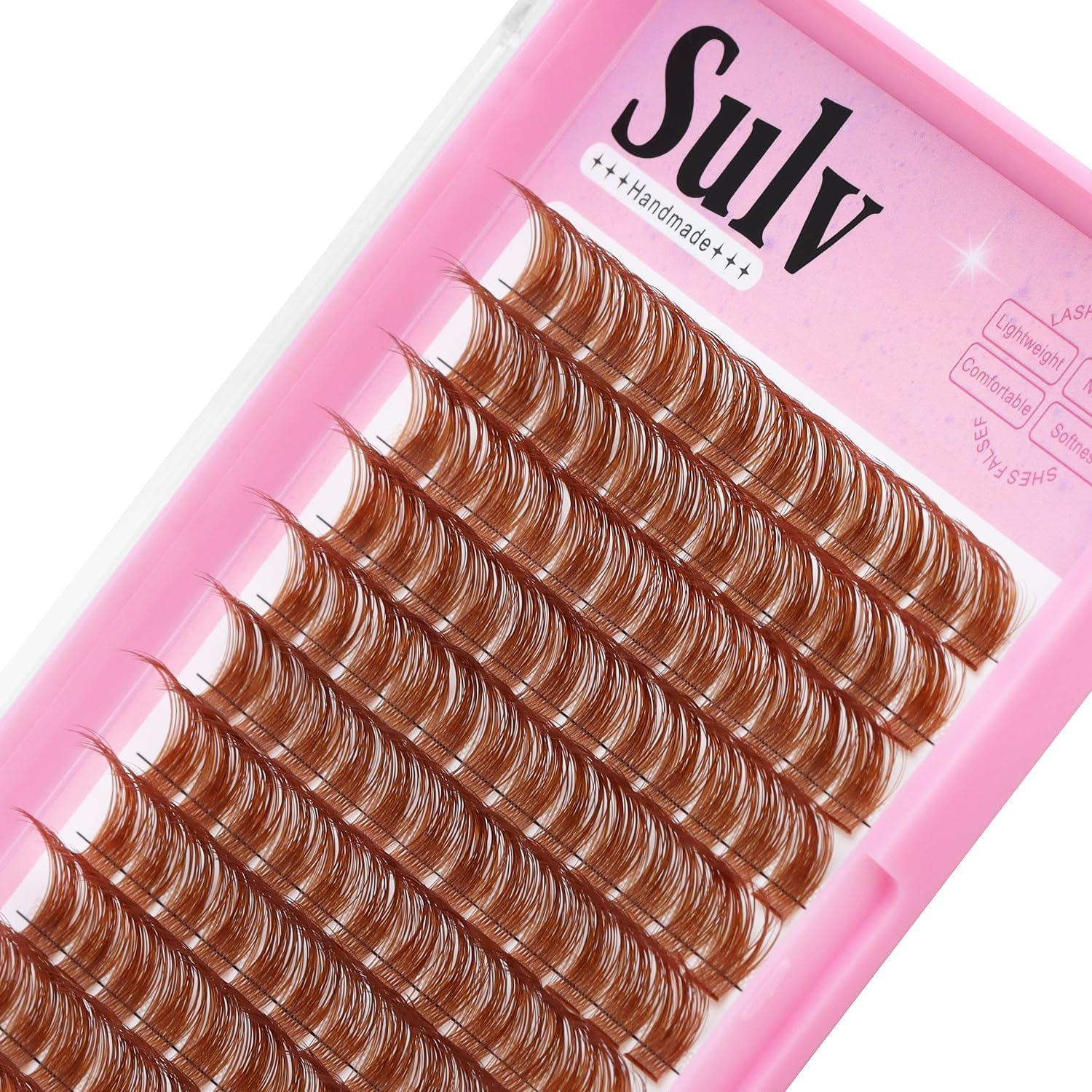 SULV Light Brown False Eyelashes Clusters 144Pcs D Curl 8-20Mm Mixed Eyelash Clusters Eyelash Extensions Soft Comfortable Material Dramatic Eye Lash (C#Zz-Light Brown-12-14-16Mm Mixed)