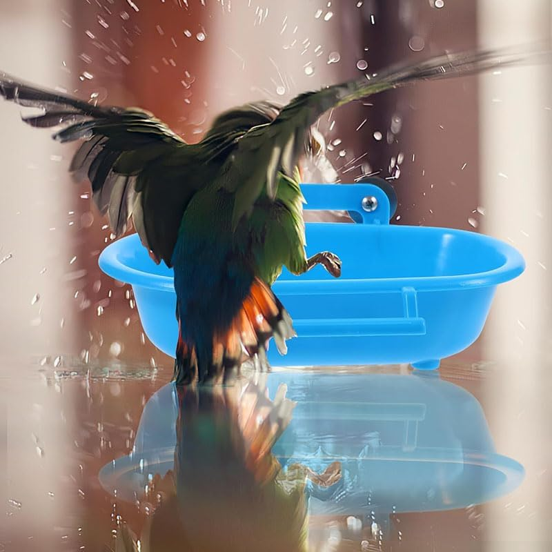 Reusable Bird Bathtub Box Bird Bath,Bird Bath for Cage,Small Tub Bowl for Hang inside Cage Birdbath Shower,Parrot Shower Bird Cage Accessories for Small Birds Parrots Canary Lovebirds (Blue) image number 3